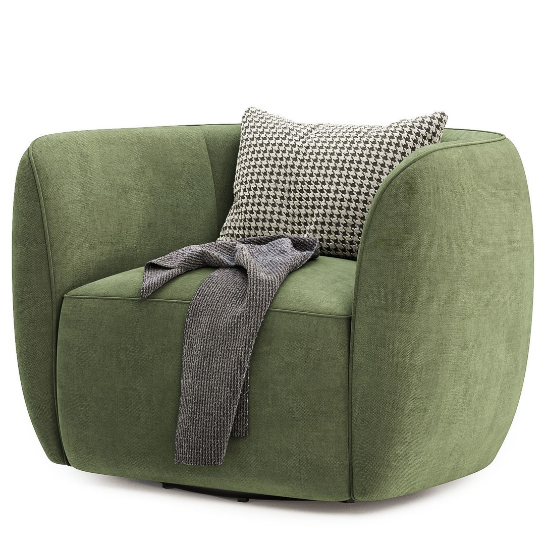 Council Swivel Lounge Chair 3D Model – Modern Fabric Armchair, FBX, OBJ - View 6