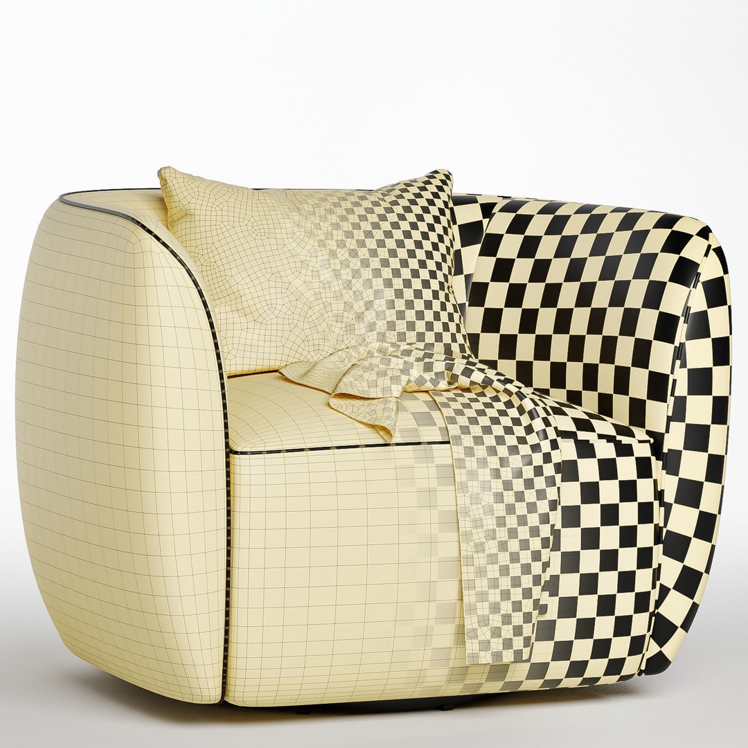 Council Swivel Lounge Chair 3D Model – Modern Fabric Armchair, FBX, OBJ - View 7