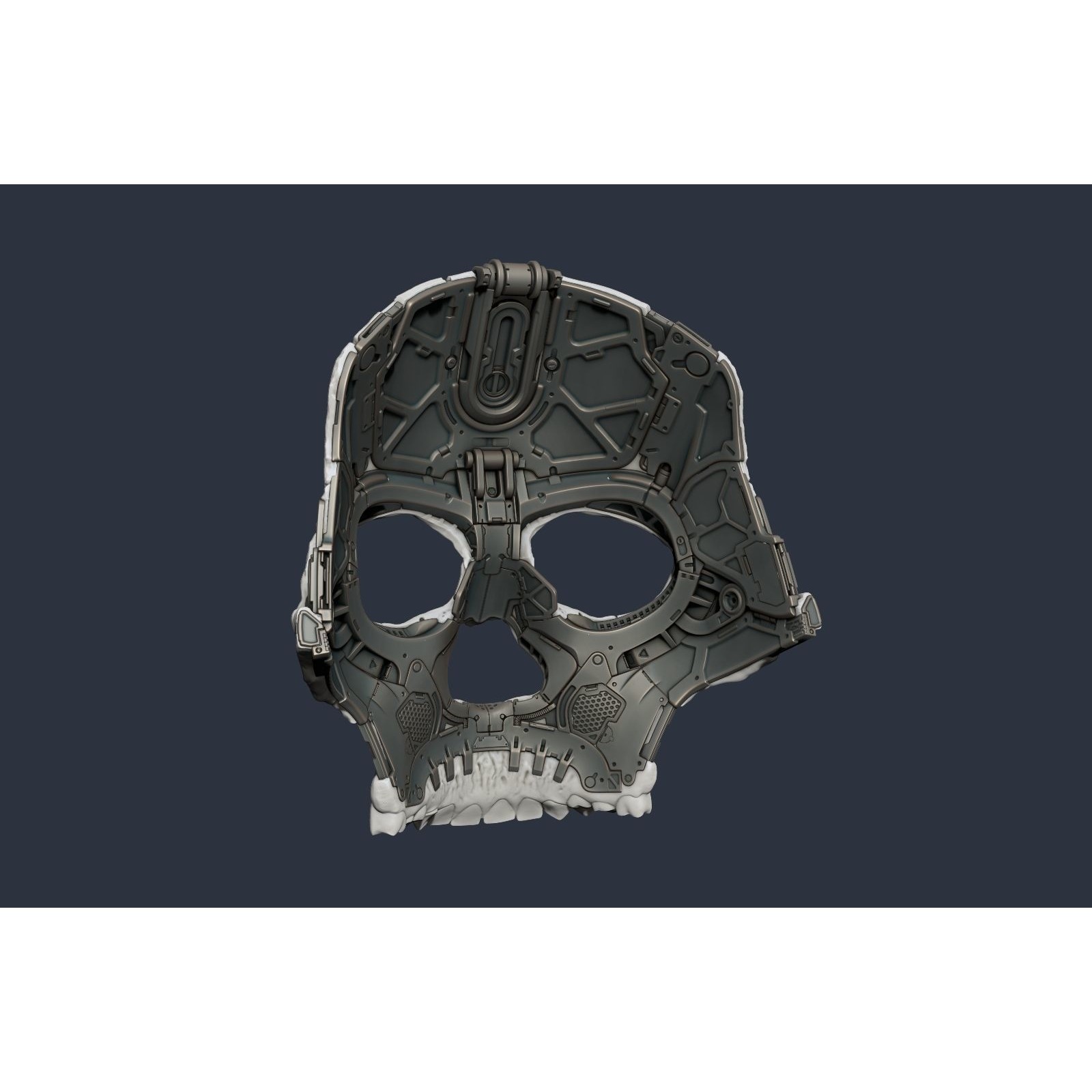 Skull Ghost Mecha Sci-Fi Mask - Game-Ready 3D Model - View 10