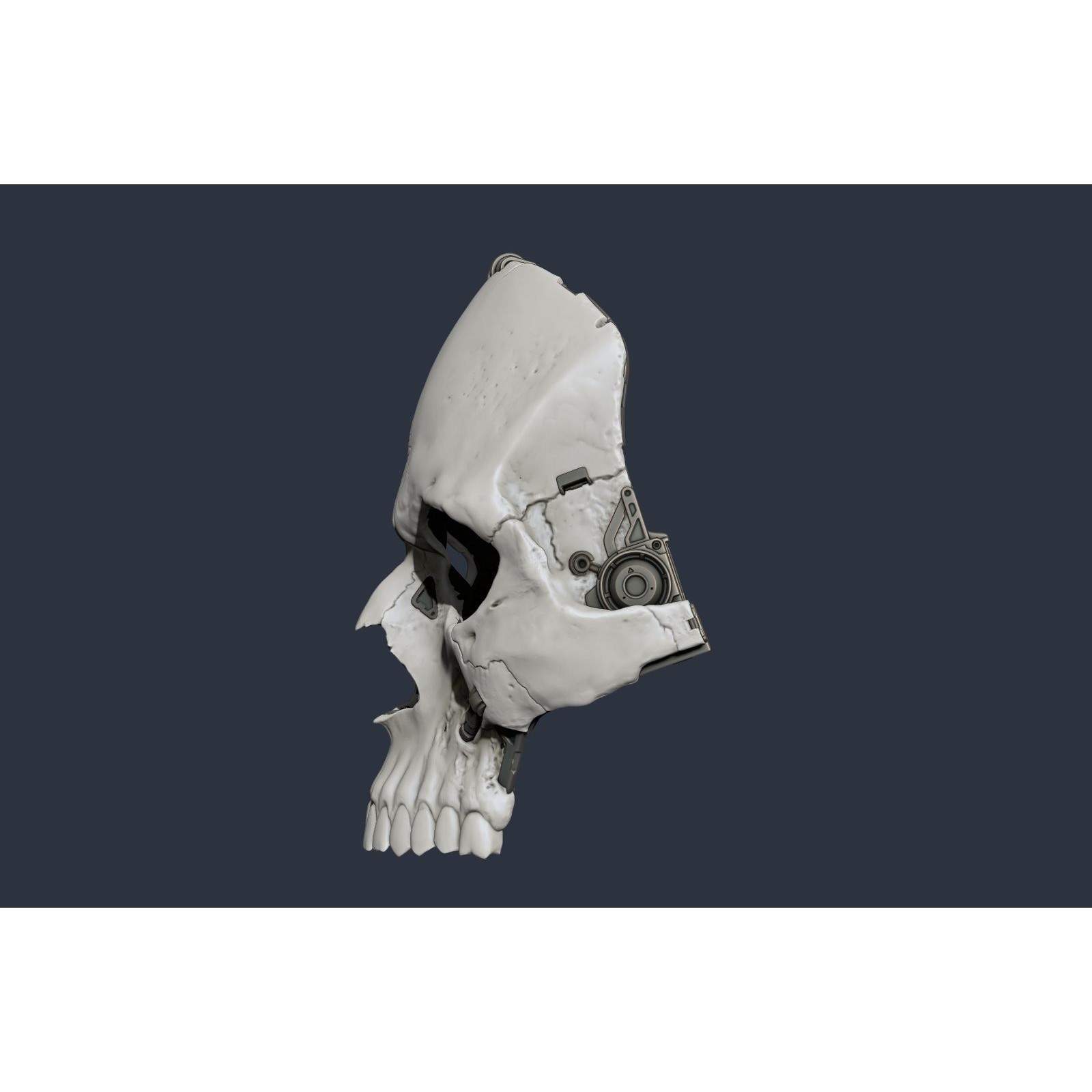 Skull Ghost Mecha Sci-Fi Mask - Game-Ready 3D Model - View 11