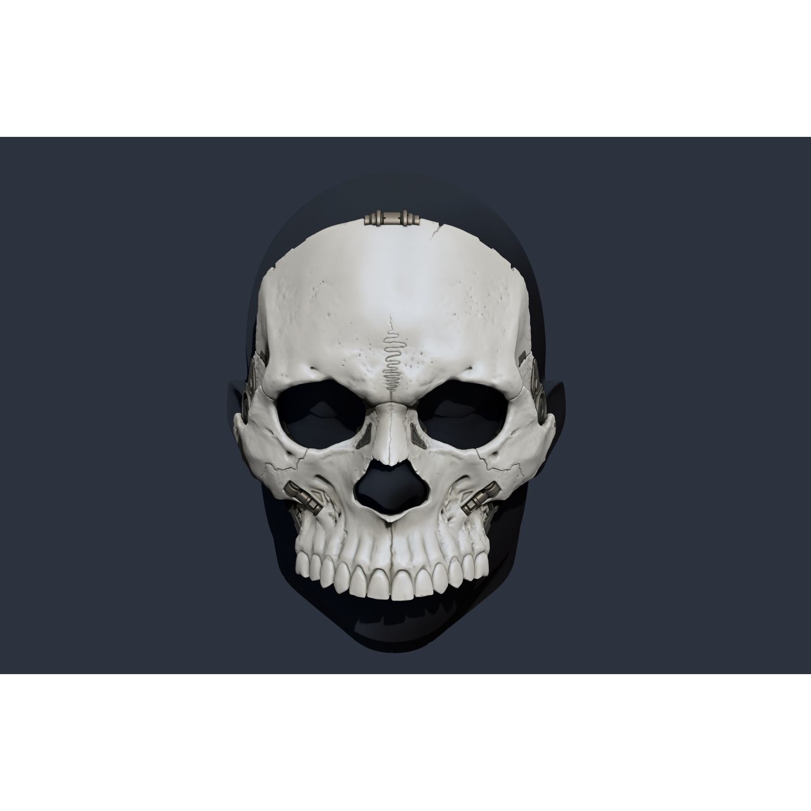 Skull Ghost Mecha Sci-Fi Mask - Game-Ready 3D Model - View 12
