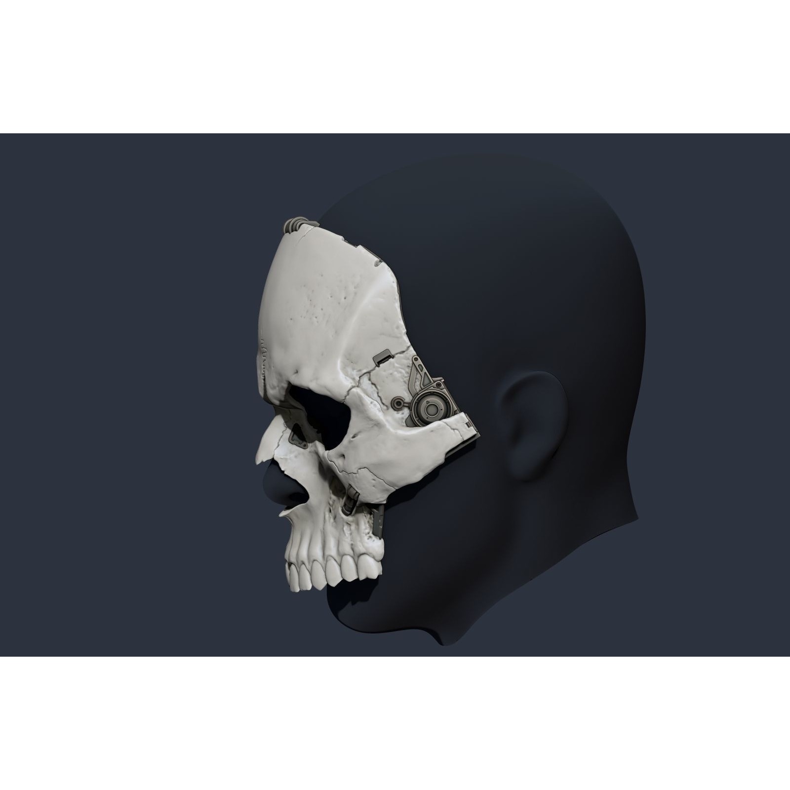 Skull Ghost Mecha Sci-Fi Mask - Game-Ready 3D Model - View 13