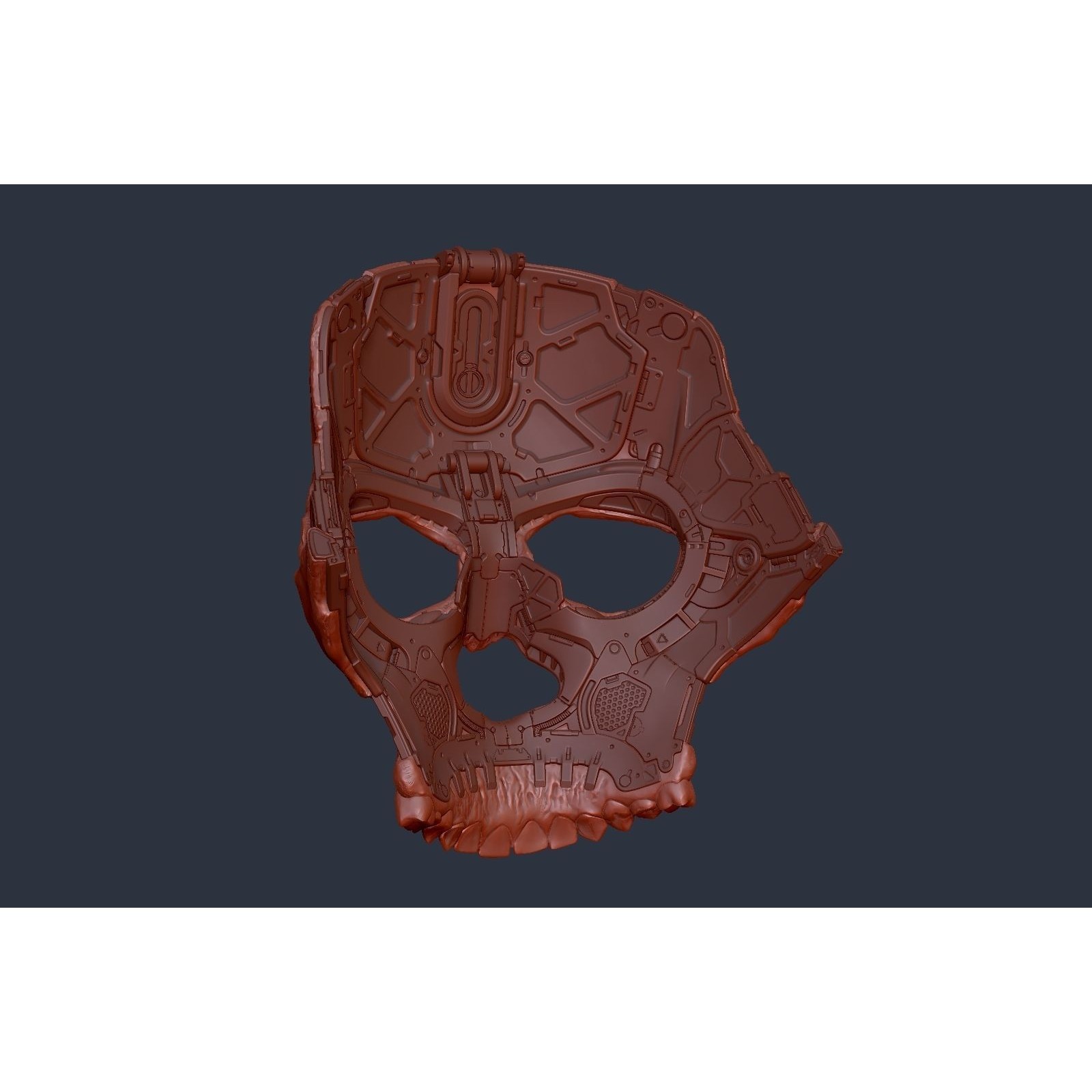 Skull Ghost Mecha Sci-Fi Mask - Game-Ready 3D Model - View 14