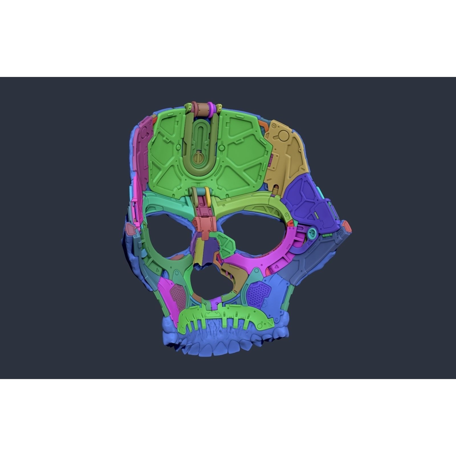 Skull Ghost Mecha Sci-Fi Mask - Game-Ready 3D Model - View 15