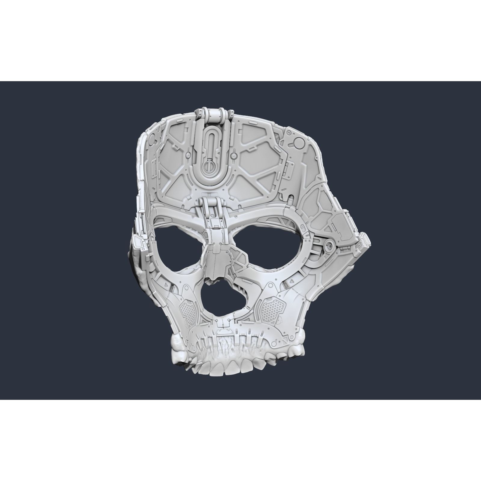 Skull Ghost Mecha Sci-Fi Mask - Game-Ready 3D Model - View 16