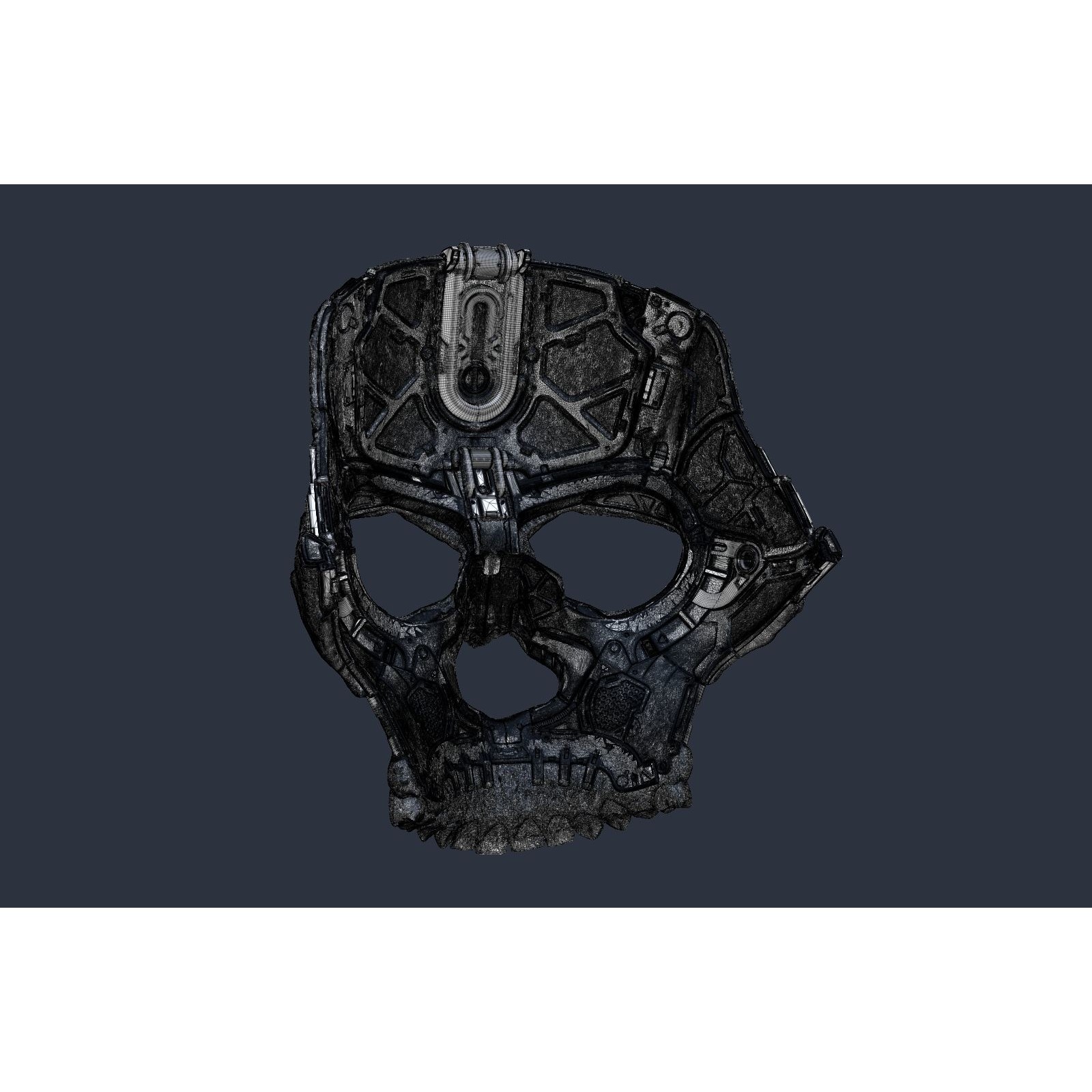 Skull Ghost Mecha Sci-Fi Mask - Game-Ready 3D Model - View 17