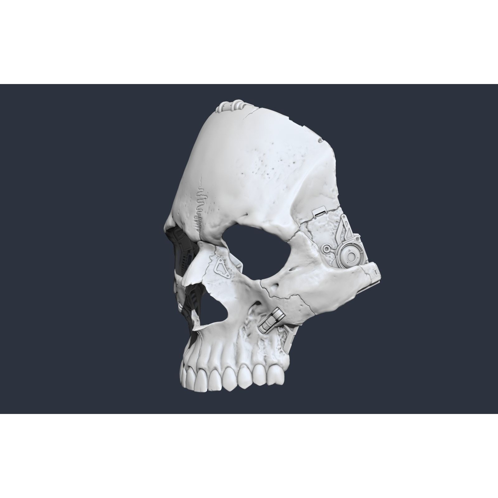 Skull Ghost Mecha Sci-Fi Mask - Game-Ready 3D Model - View 19