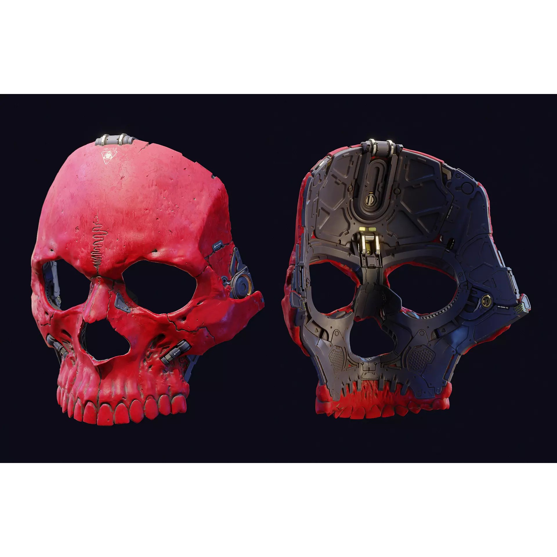 Skull Ghost Mecha Sci-Fi Mask - Game-Ready 3D Model - View 2