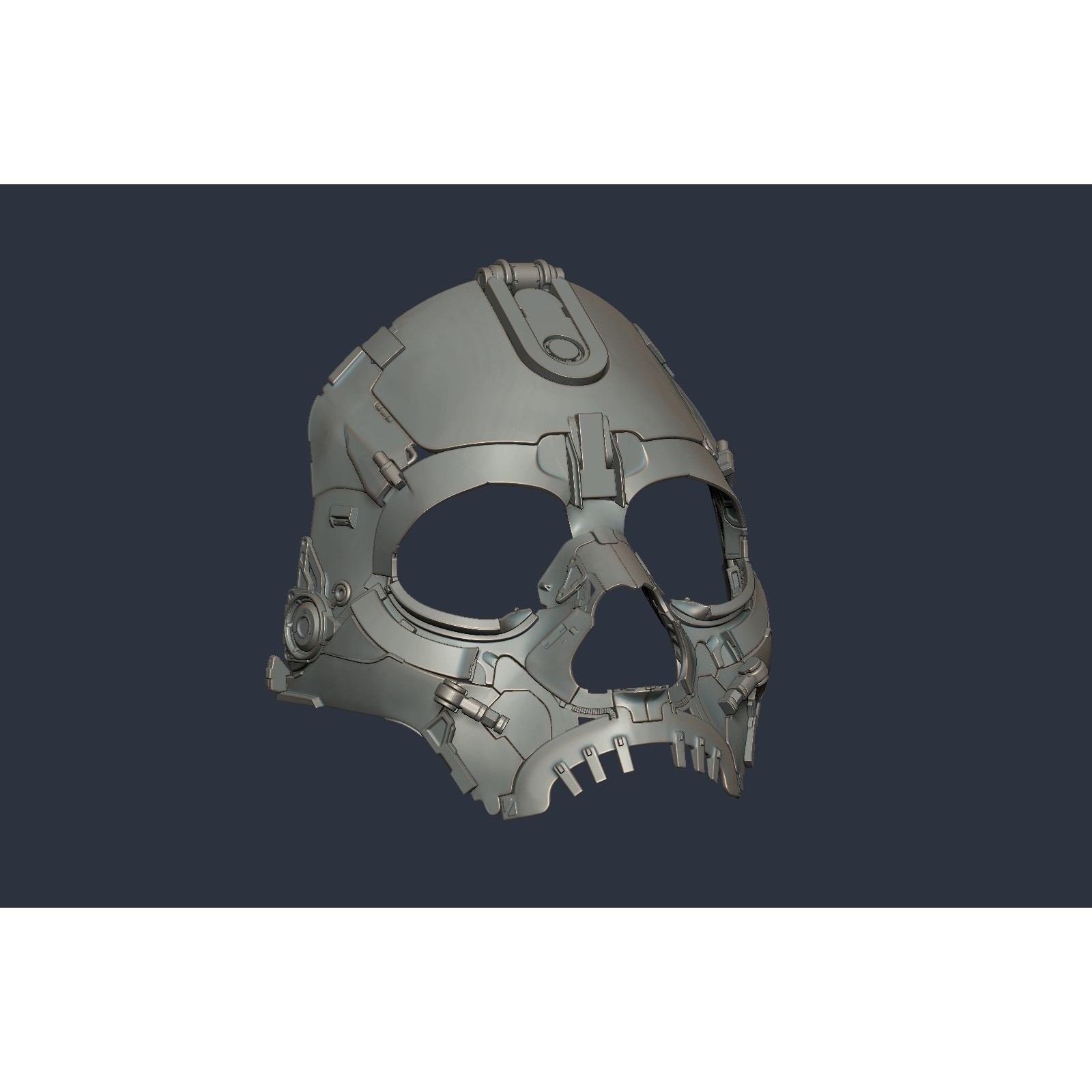 Skull Ghost Mecha Sci-Fi Mask - Game-Ready 3D Model - View 20