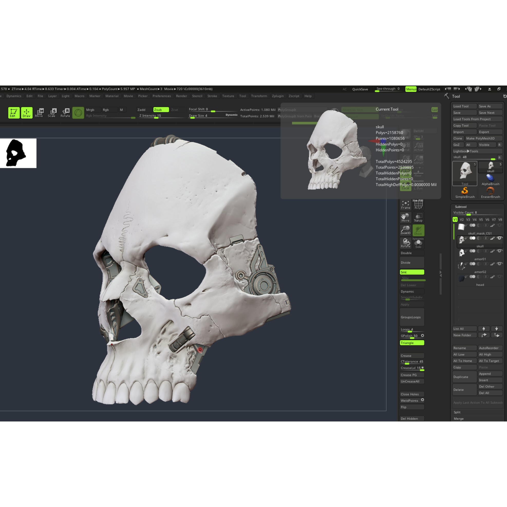 Skull Ghost Mecha Sci-Fi Mask - Game-Ready 3D Model - View 22