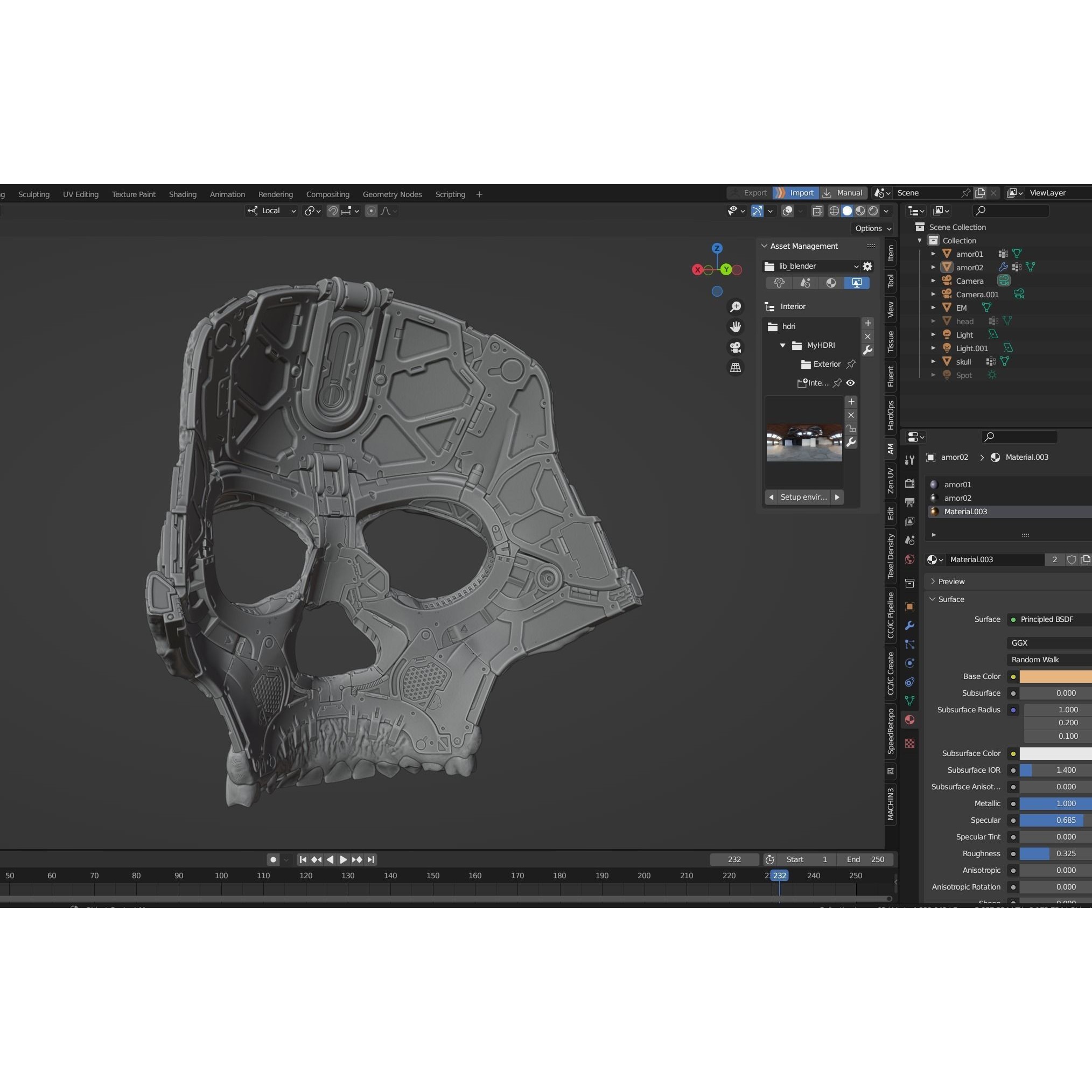 Skull Ghost Mecha Sci-Fi Mask - Game-Ready 3D Model - View 25