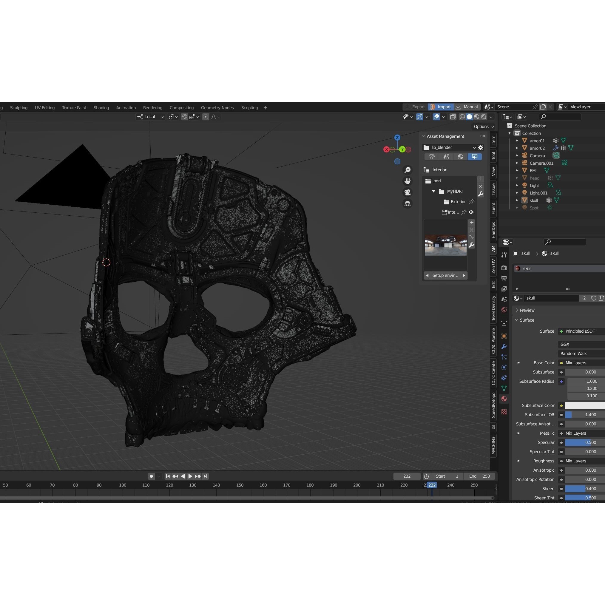 Skull Ghost Mecha Sci-Fi Mask - Game-Ready 3D Model - View 26