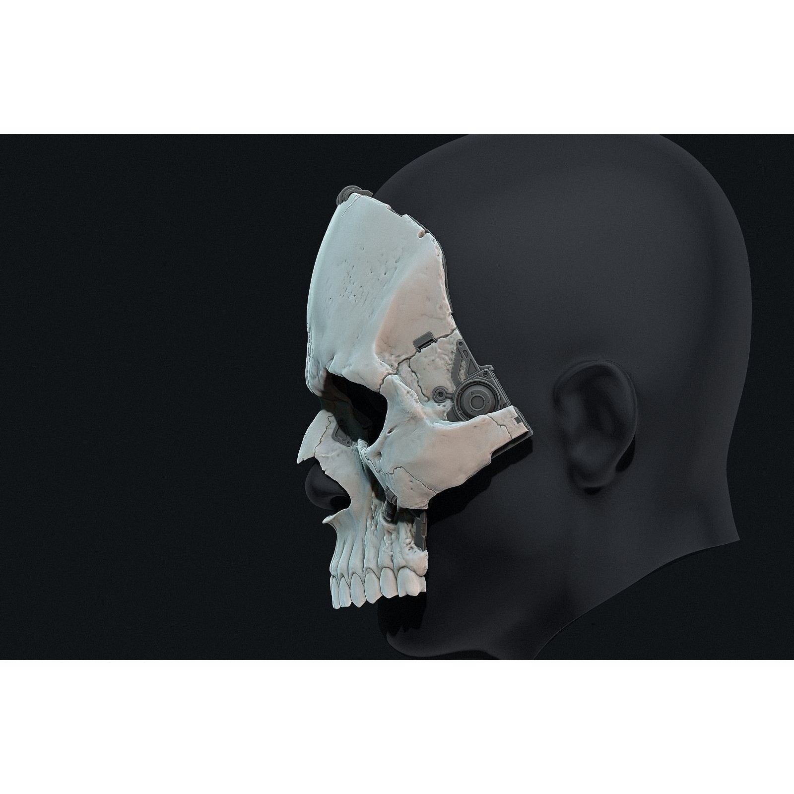 Skull Ghost Mecha Sci-Fi Mask - Game-Ready 3D Model - View 35