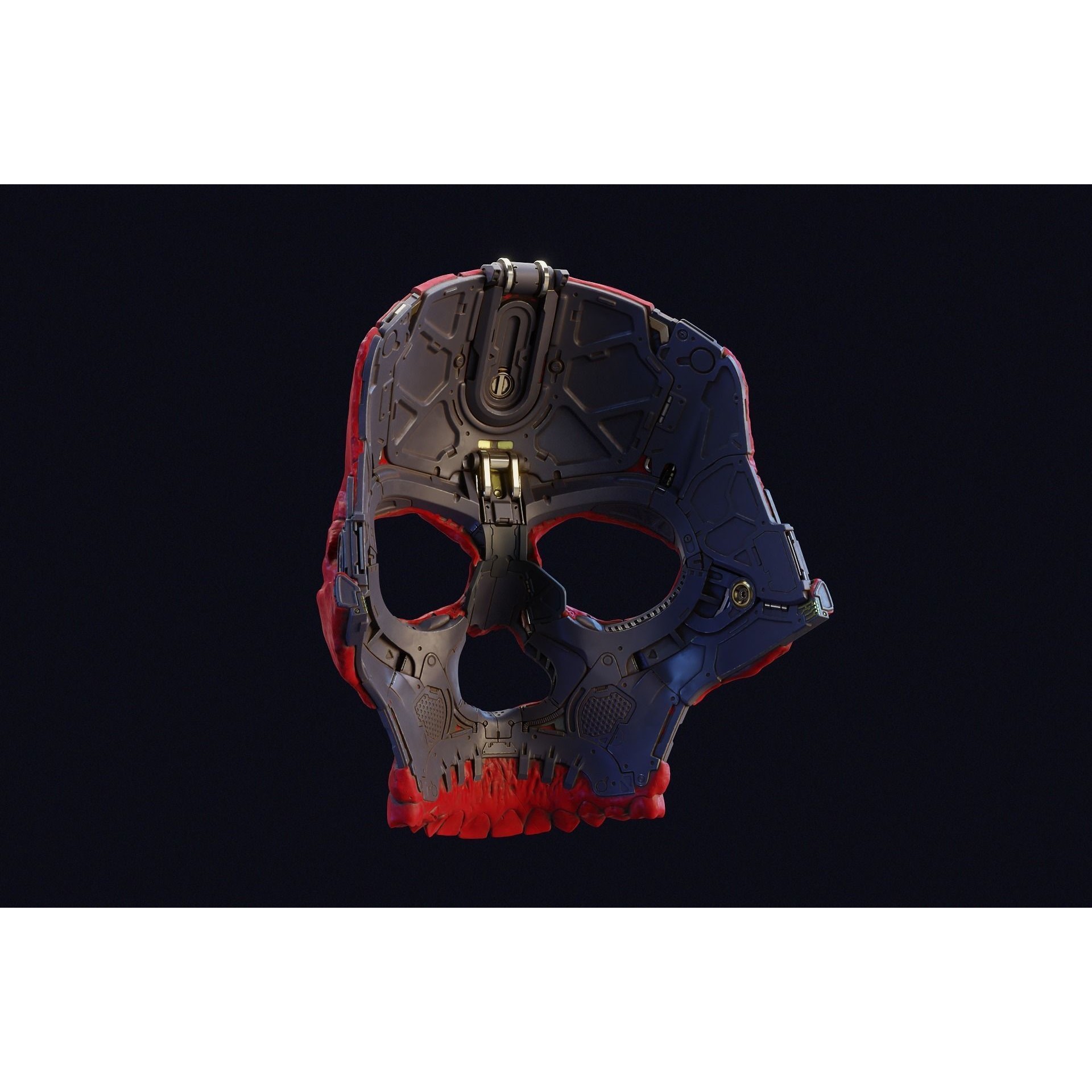 Skull Ghost Mecha Sci-Fi Mask - Game-Ready 3D Model - View 8
