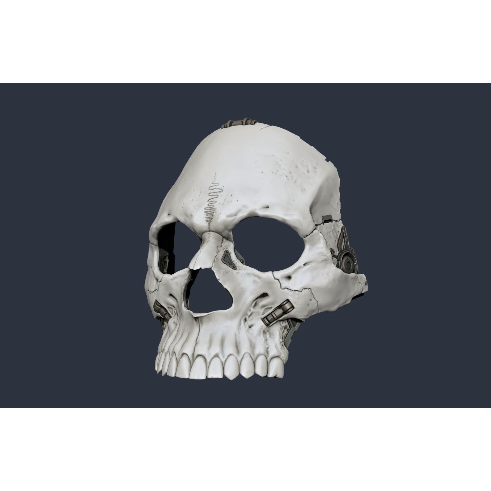 Skull Ghost Mecha Sci-Fi Mask - Game-Ready 3D Model - View 9