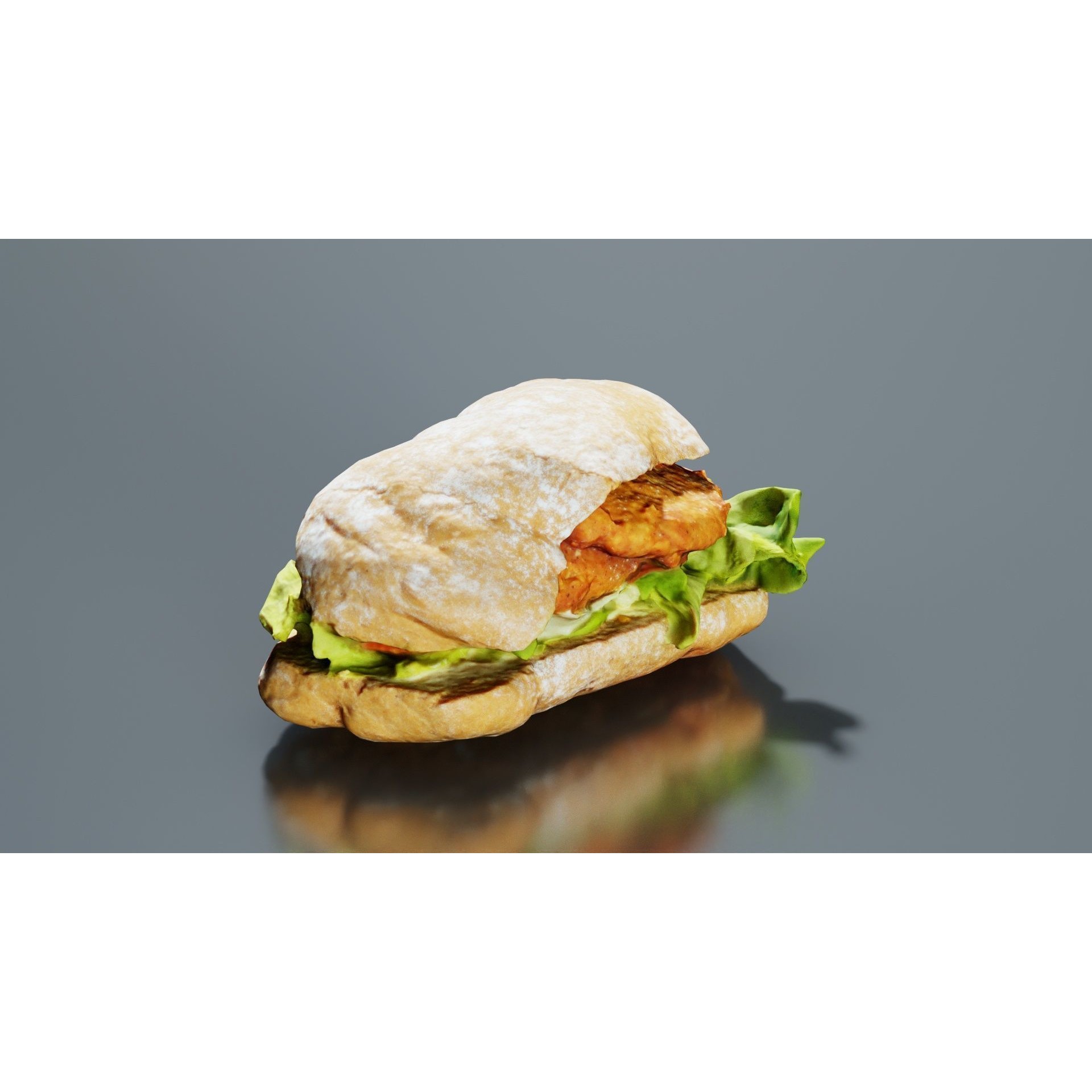 Healthy Salad Burger - Low-Poly Game-Ready 3D Model - View 10