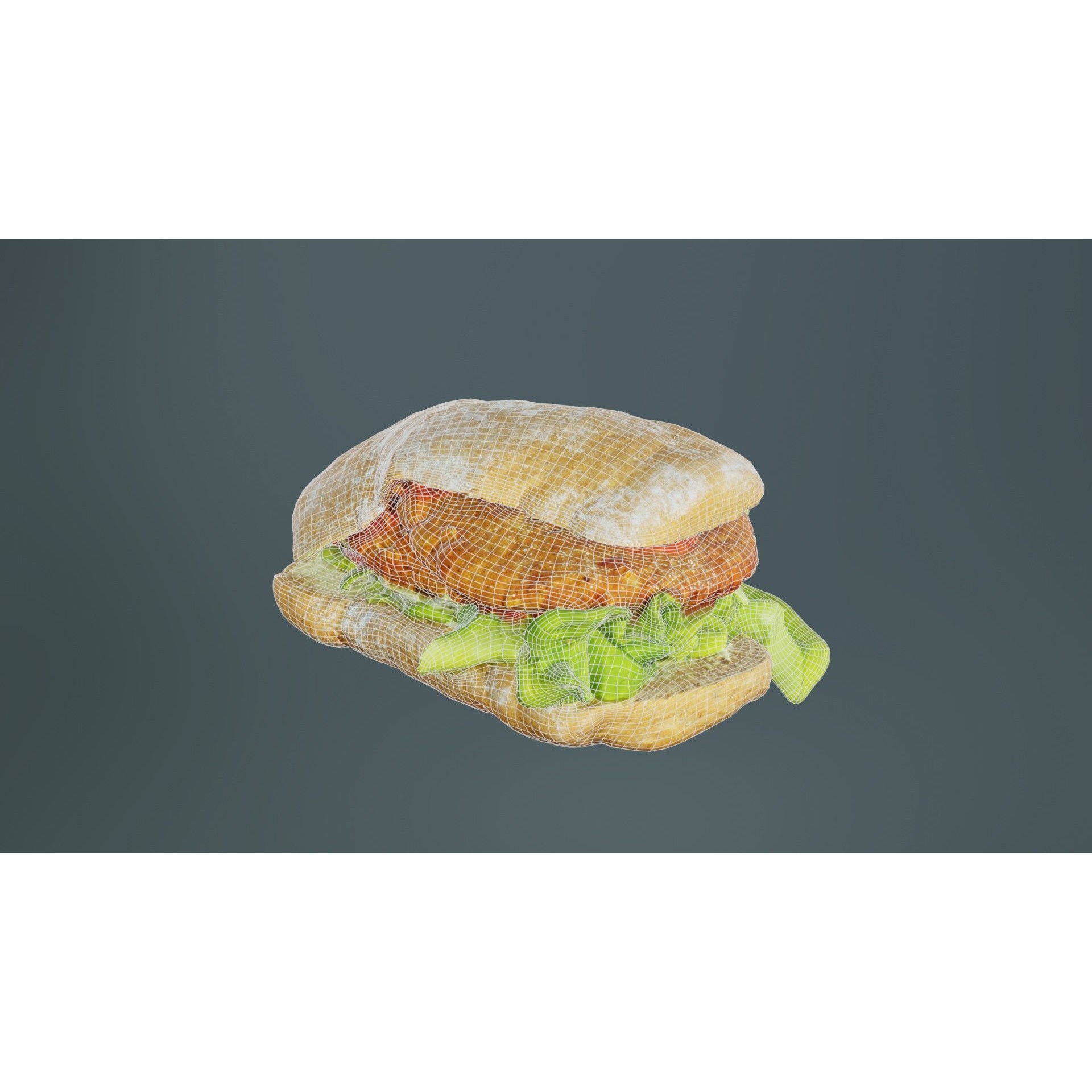 Healthy Salad Burger - Low-Poly Game-Ready 3D Model - View 11