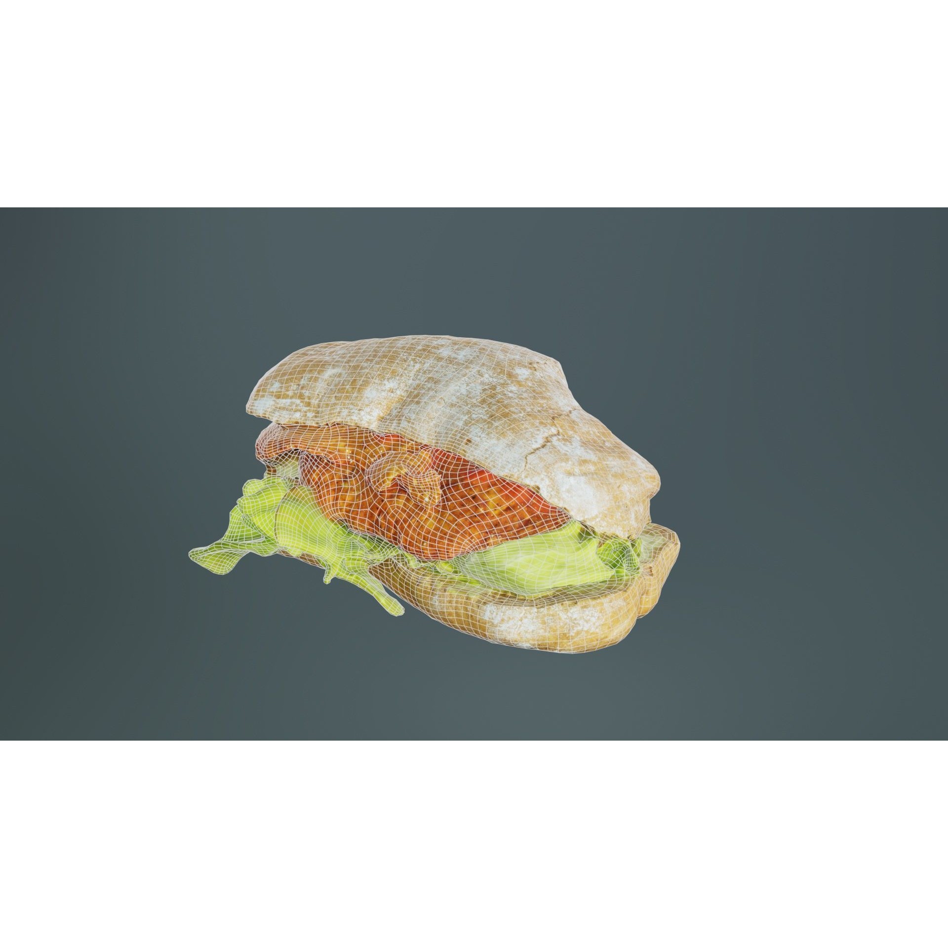 Healthy Salad Burger - Low-Poly Game-Ready 3D Model - View 12