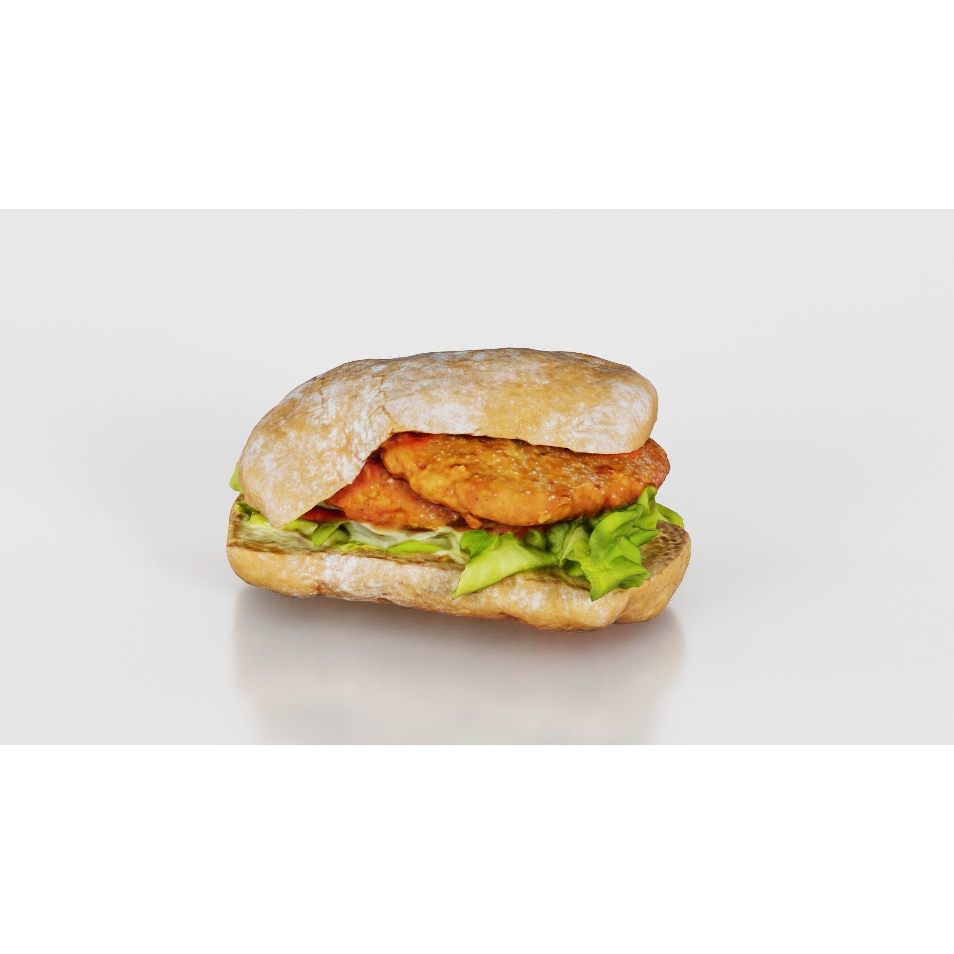 Healthy Salad Burger - Low-Poly Game-Ready 3D Model - View 18