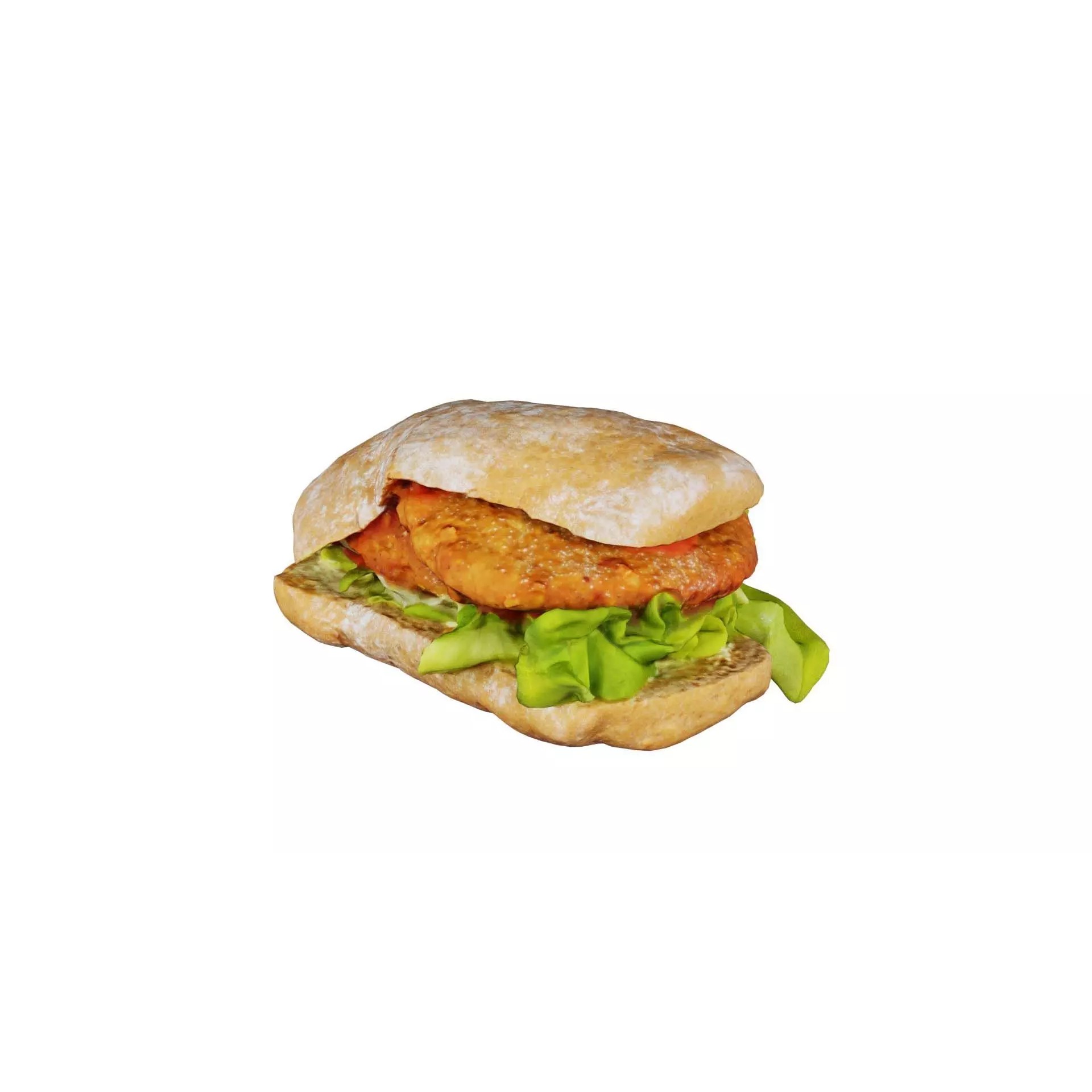 Healthy Salad Burger - Low-Poly Game-Ready 3D Model - View 2