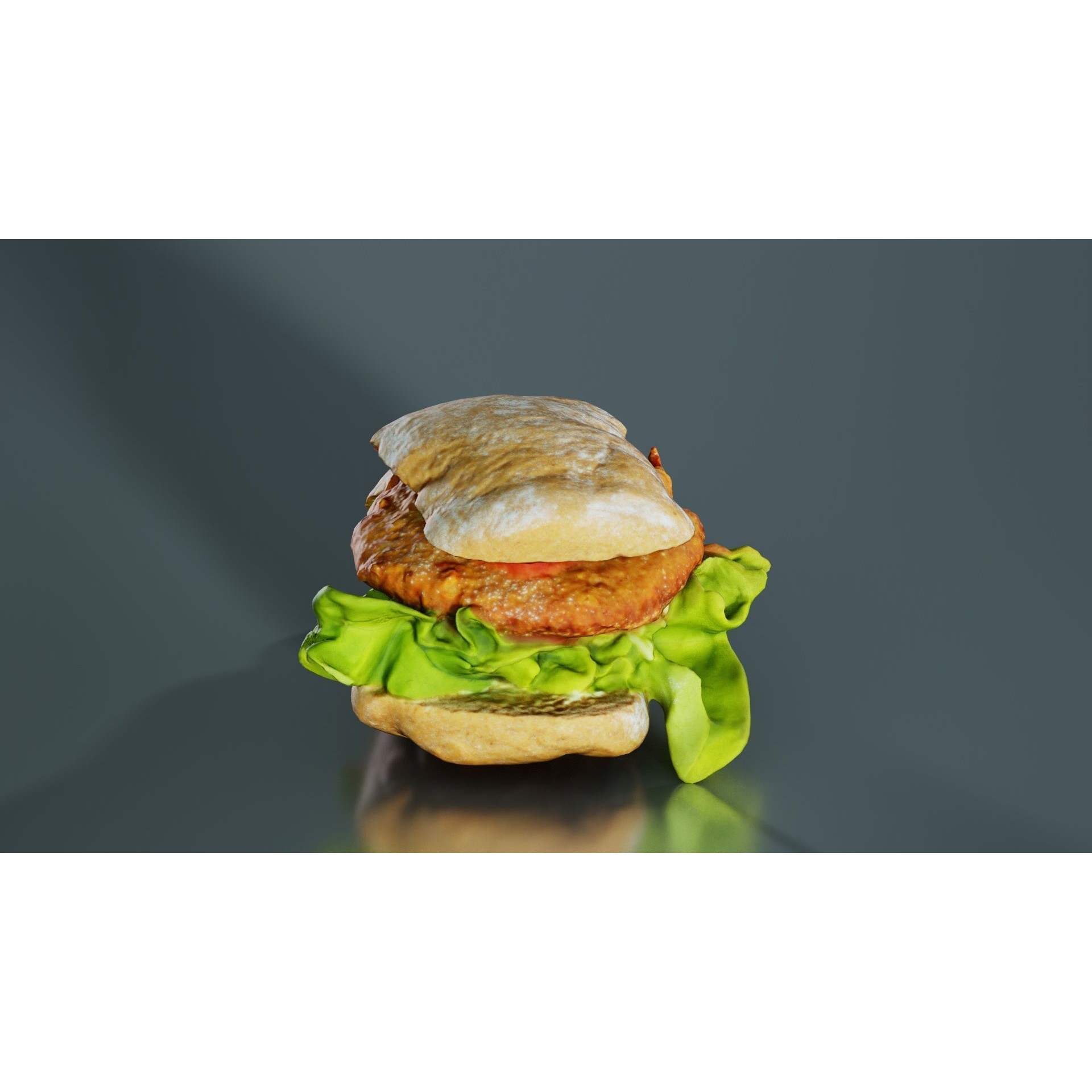 Healthy Salad Burger - Low-Poly Game-Ready 3D Model - View 3