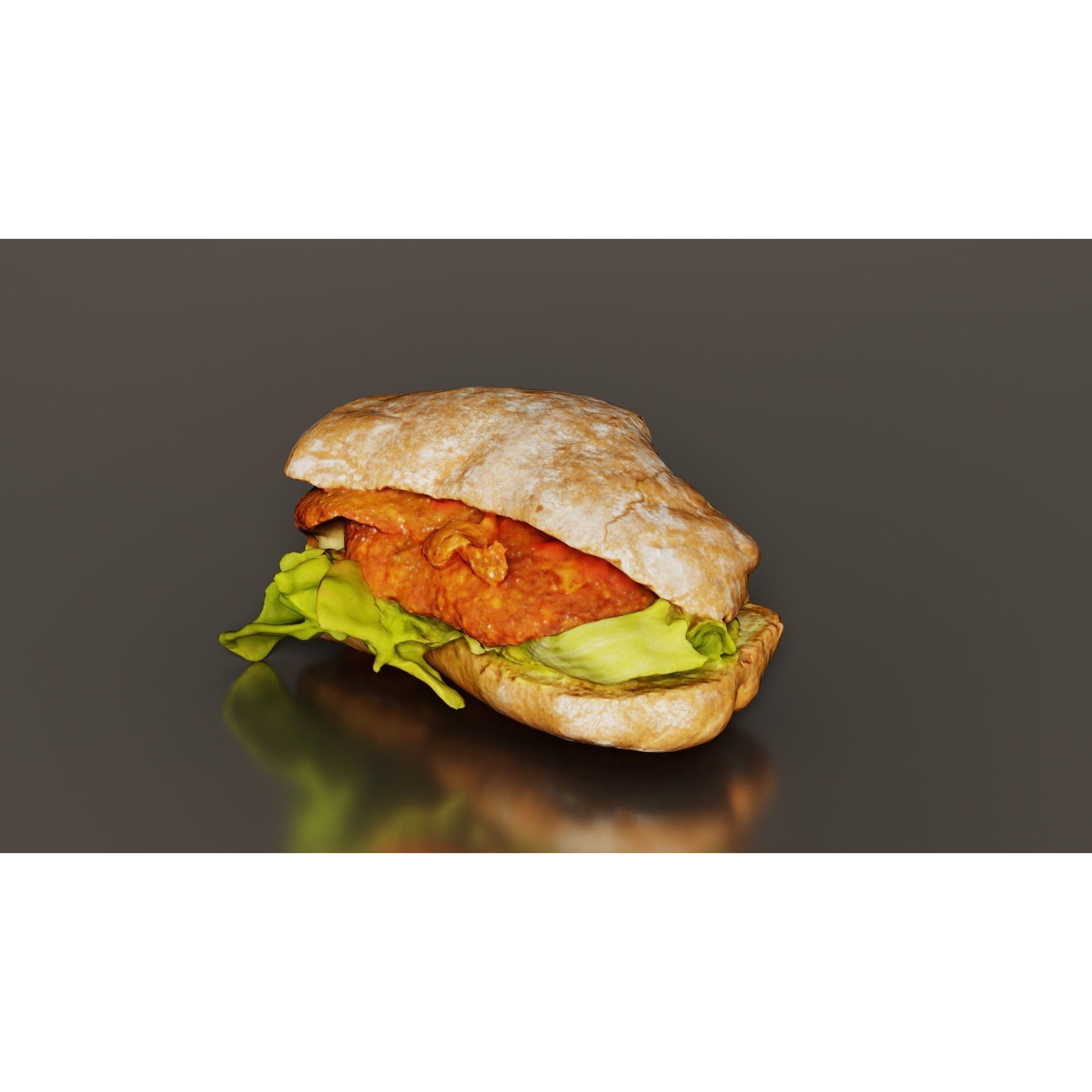 Healthy Salad Burger - Low-Poly Game-Ready 3D Model - View 4