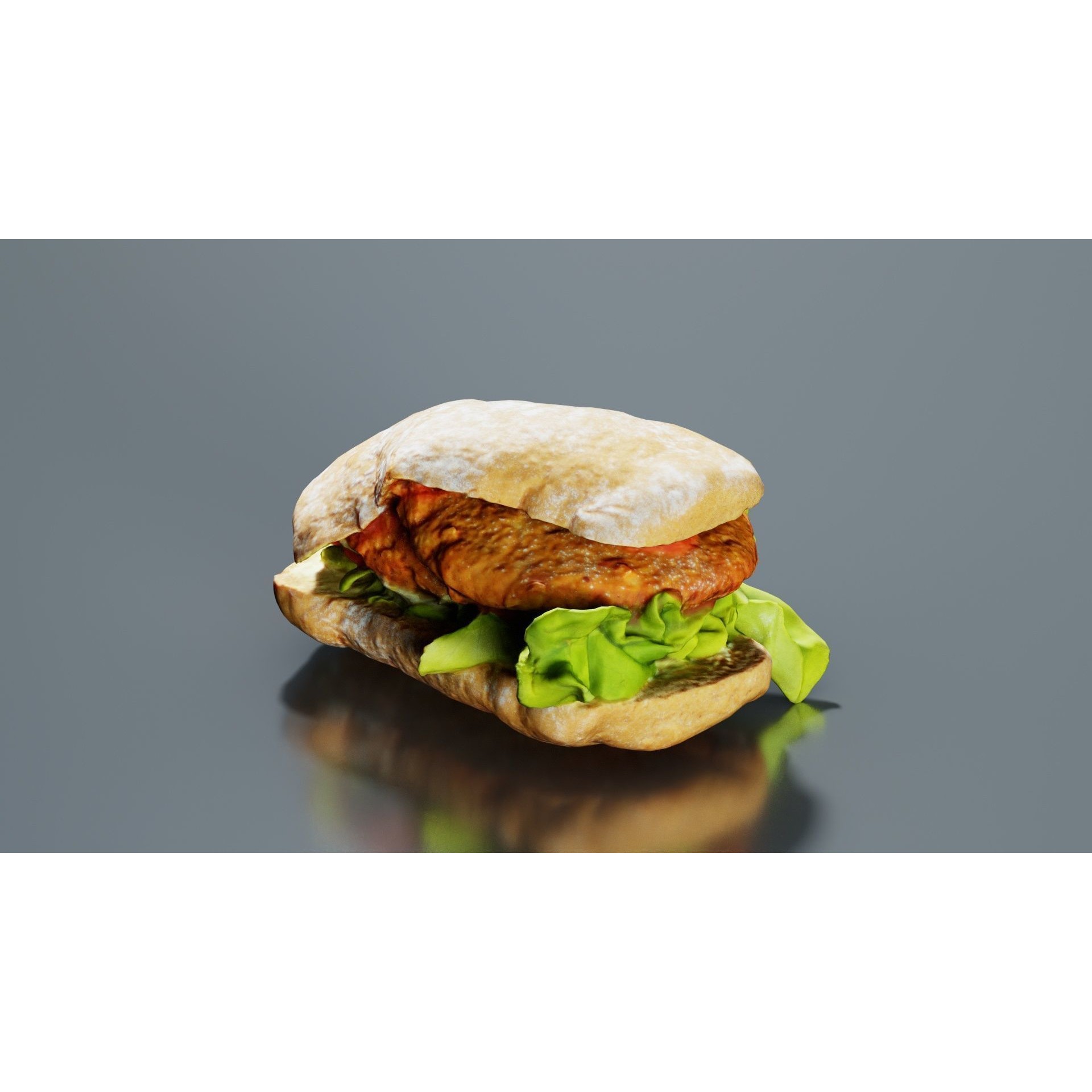 Healthy Salad Burger - Low-Poly Game-Ready 3D Model - View 6