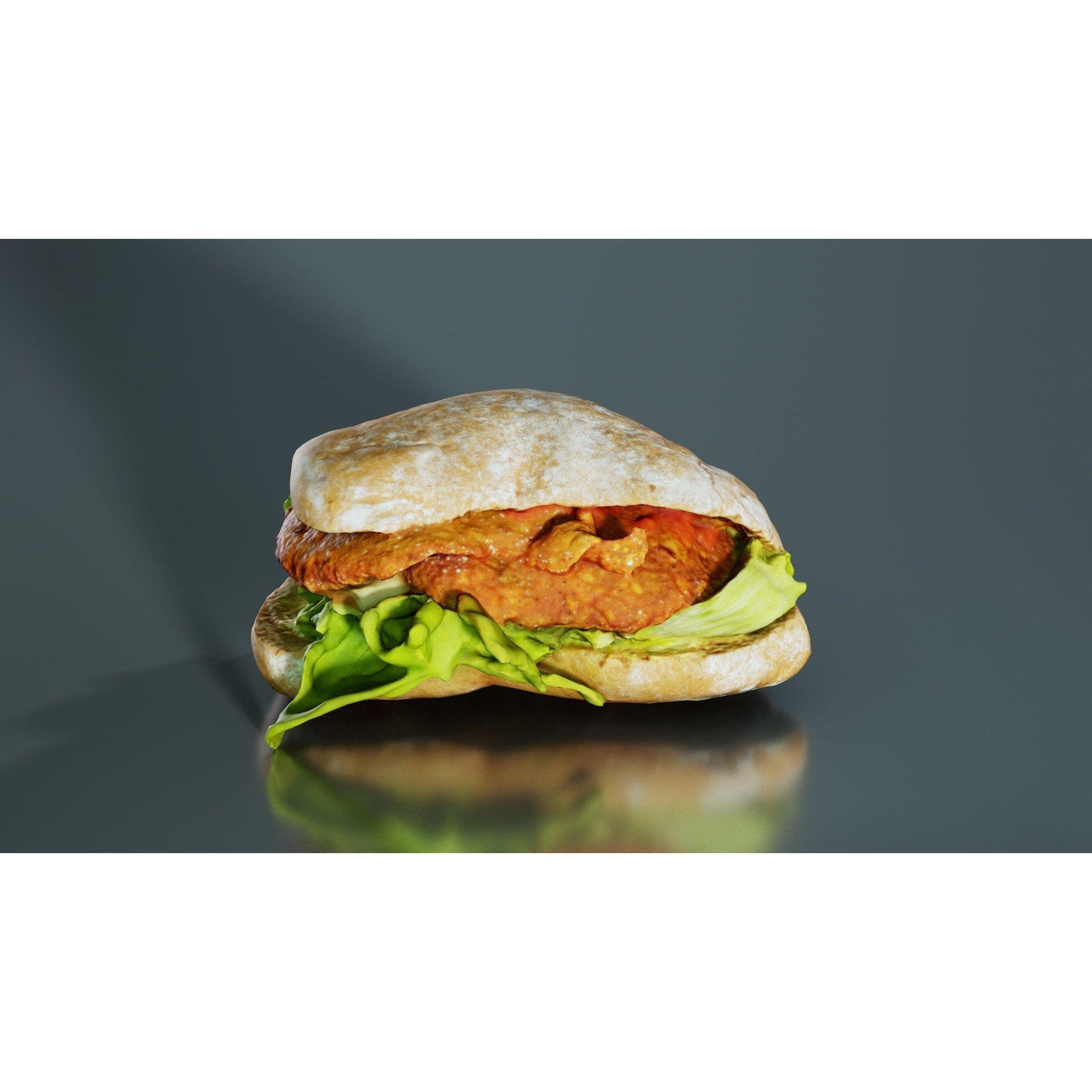 Healthy Salad Burger - Low-Poly Game-Ready 3D Model - View 7