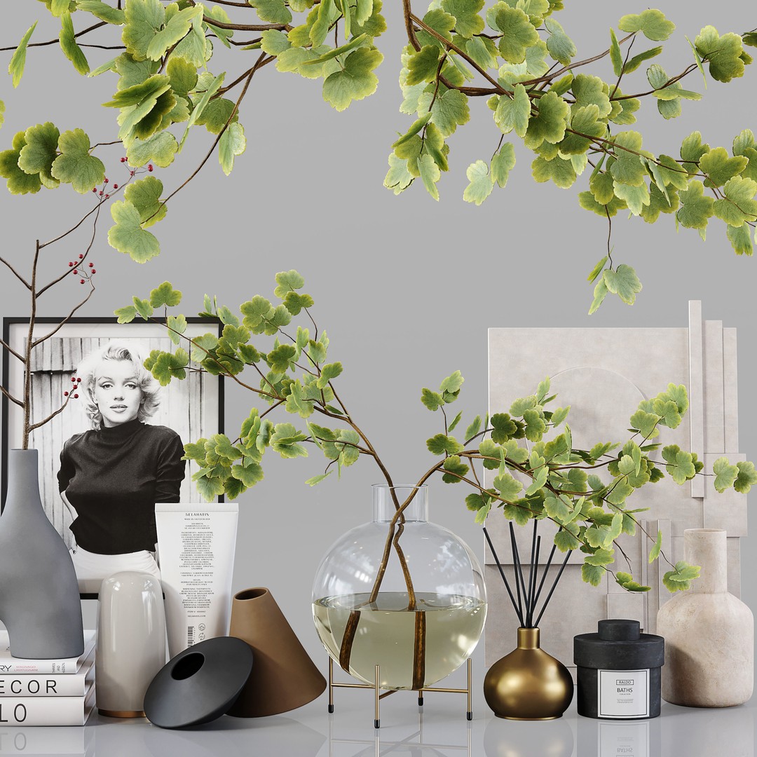 Decorative Set 3D Model – Low Poly Interior Collection, FBX, OBJ - View 3