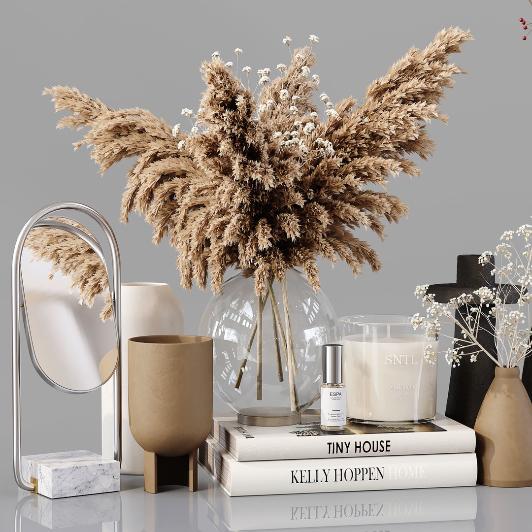 Decorative Set 3D Model – Low Poly Interior Collection, FBX, OBJ - View 4