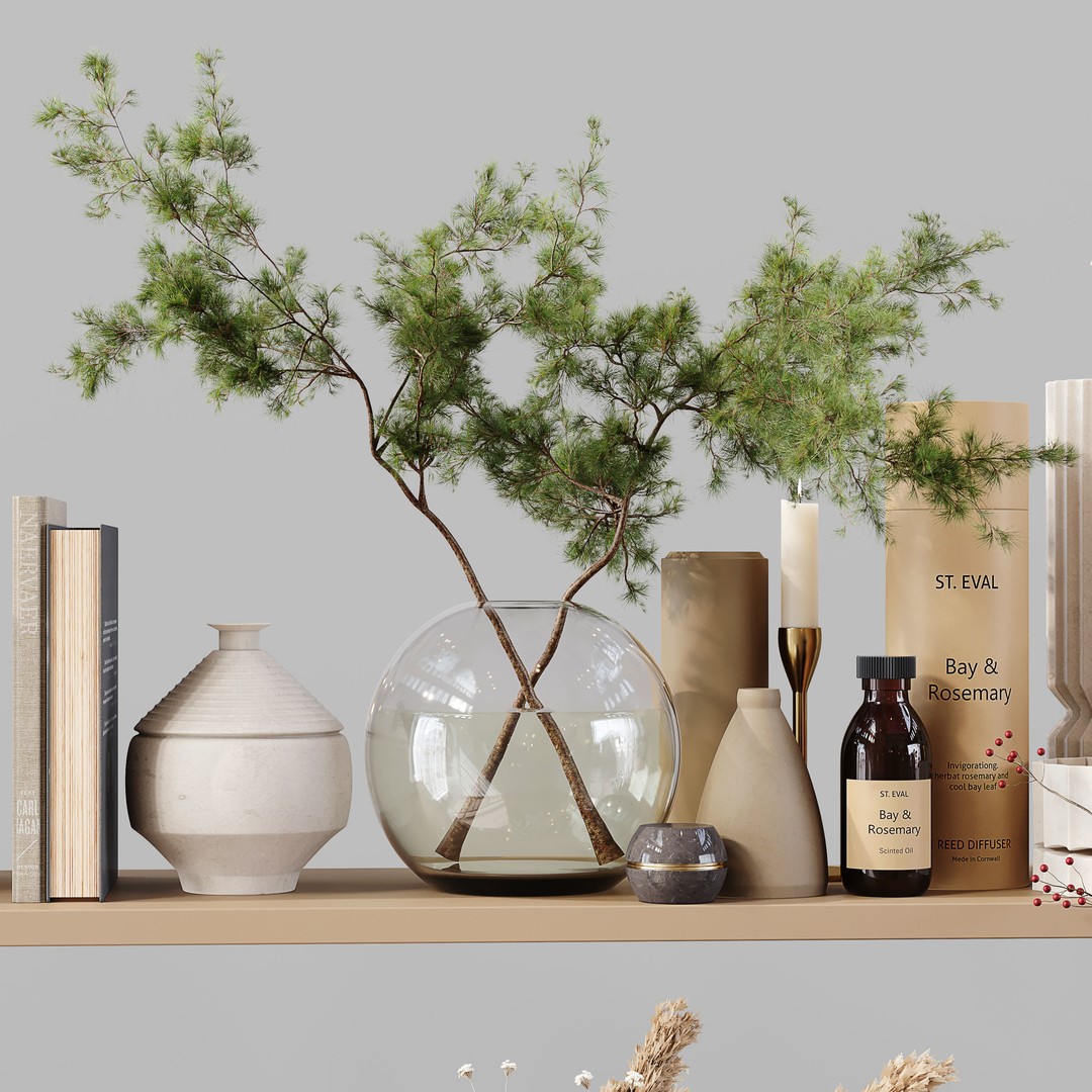 Decorative Set 3D Model – Low Poly Interior Collection, FBX, OBJ - View 5