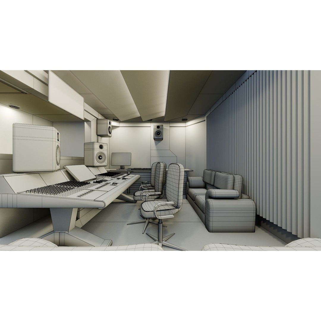 Recording Studio 3D Model – Game Ready Low Poly PBR Asset for Blender - View 11