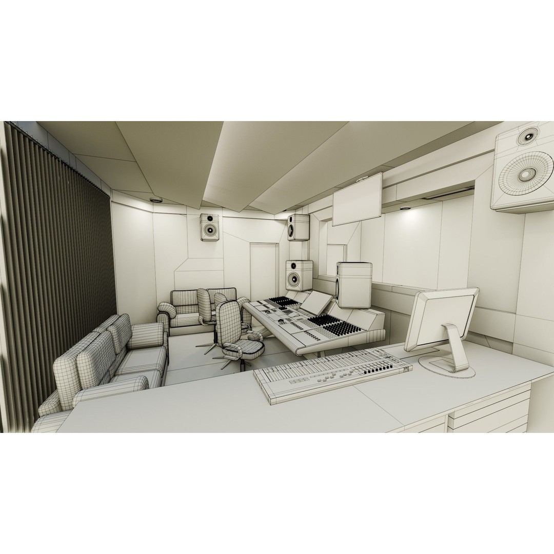 Recording Studio 3D Model – Game Ready Low Poly PBR Asset for Blender - View 13