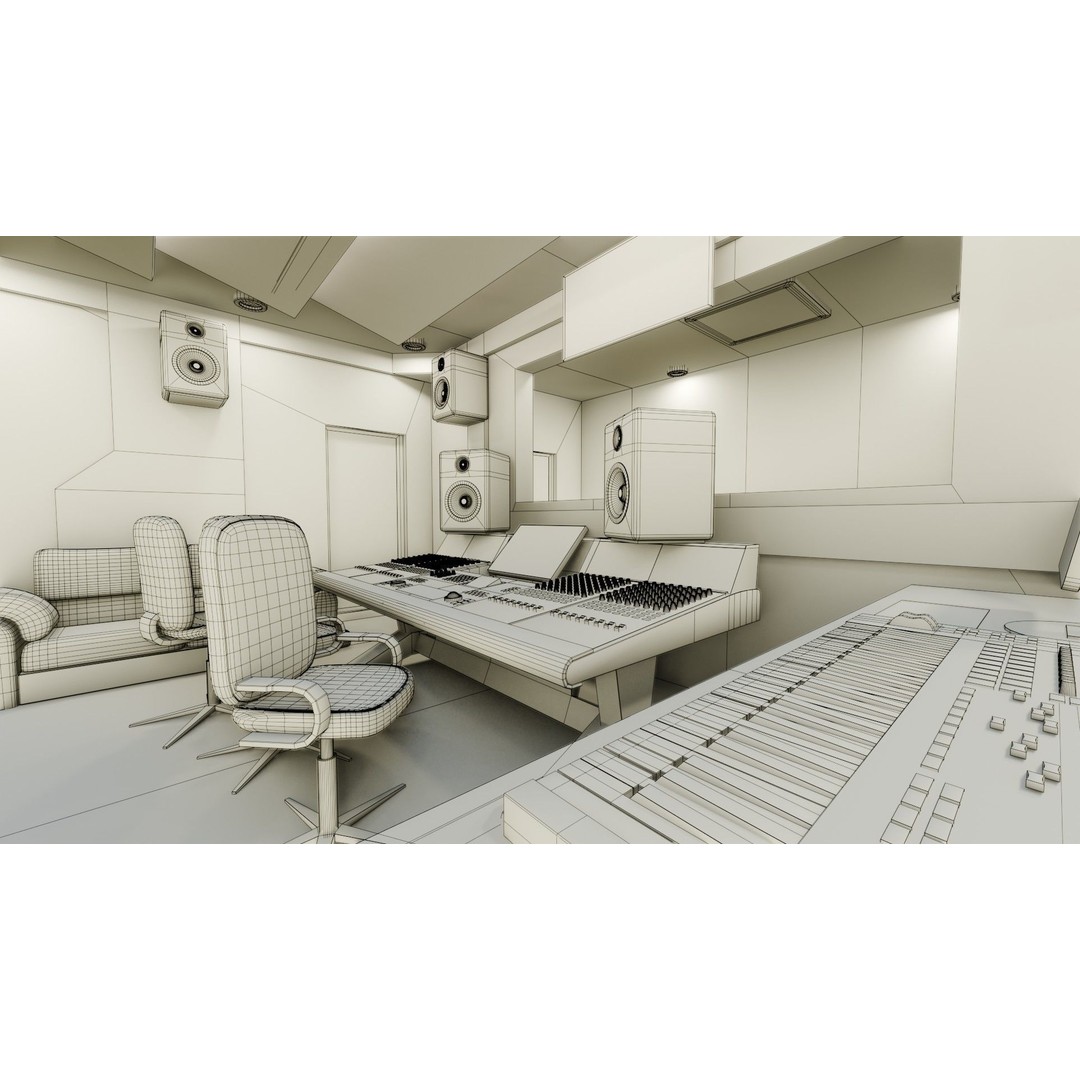 Recording Studio 3D Model – Game Ready Low Poly PBR Asset for Blender - View 18