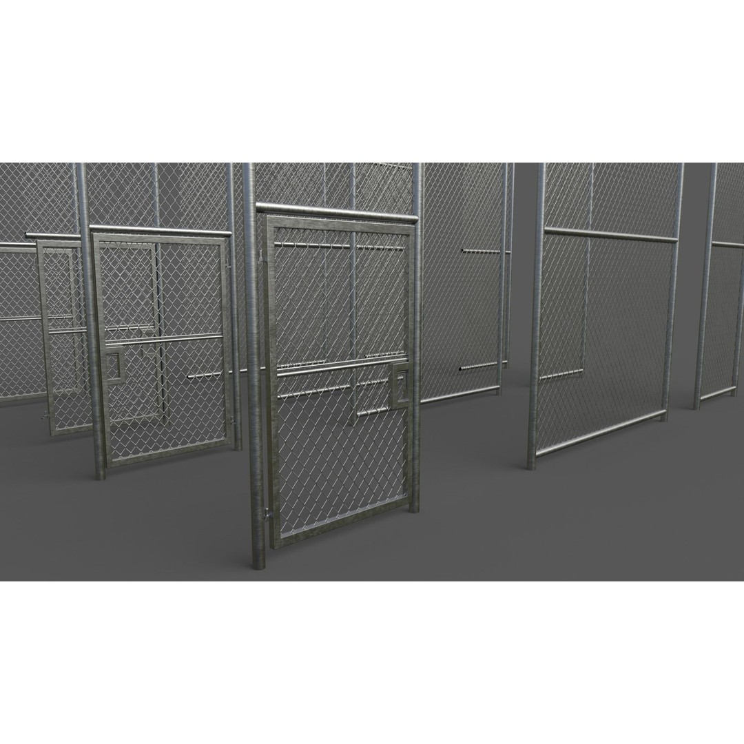 Chain Link Fence 3D Model – Low Poly PBR Game Asset for Unity, Unreal - View 11