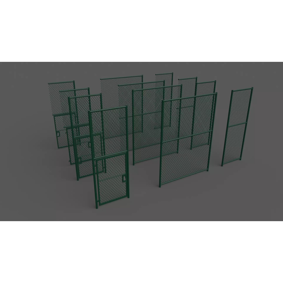 Chain Link Fence 3D Model – Low Poly PBR Game Asset for Unity, Unreal - View 2