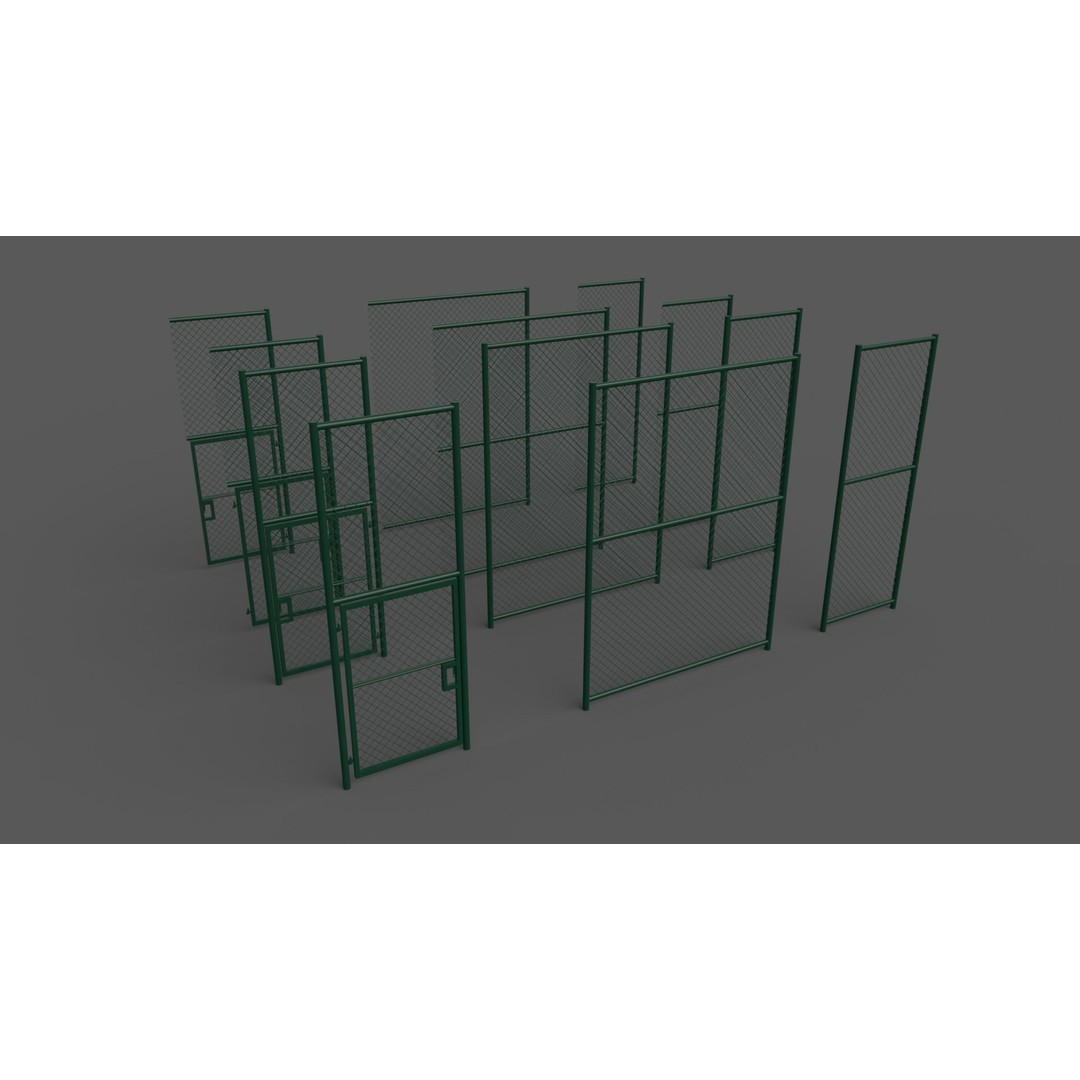 Chain Link Fence 3D Model – Low Poly PBR Game Asset for Unity, Unreal - View 4