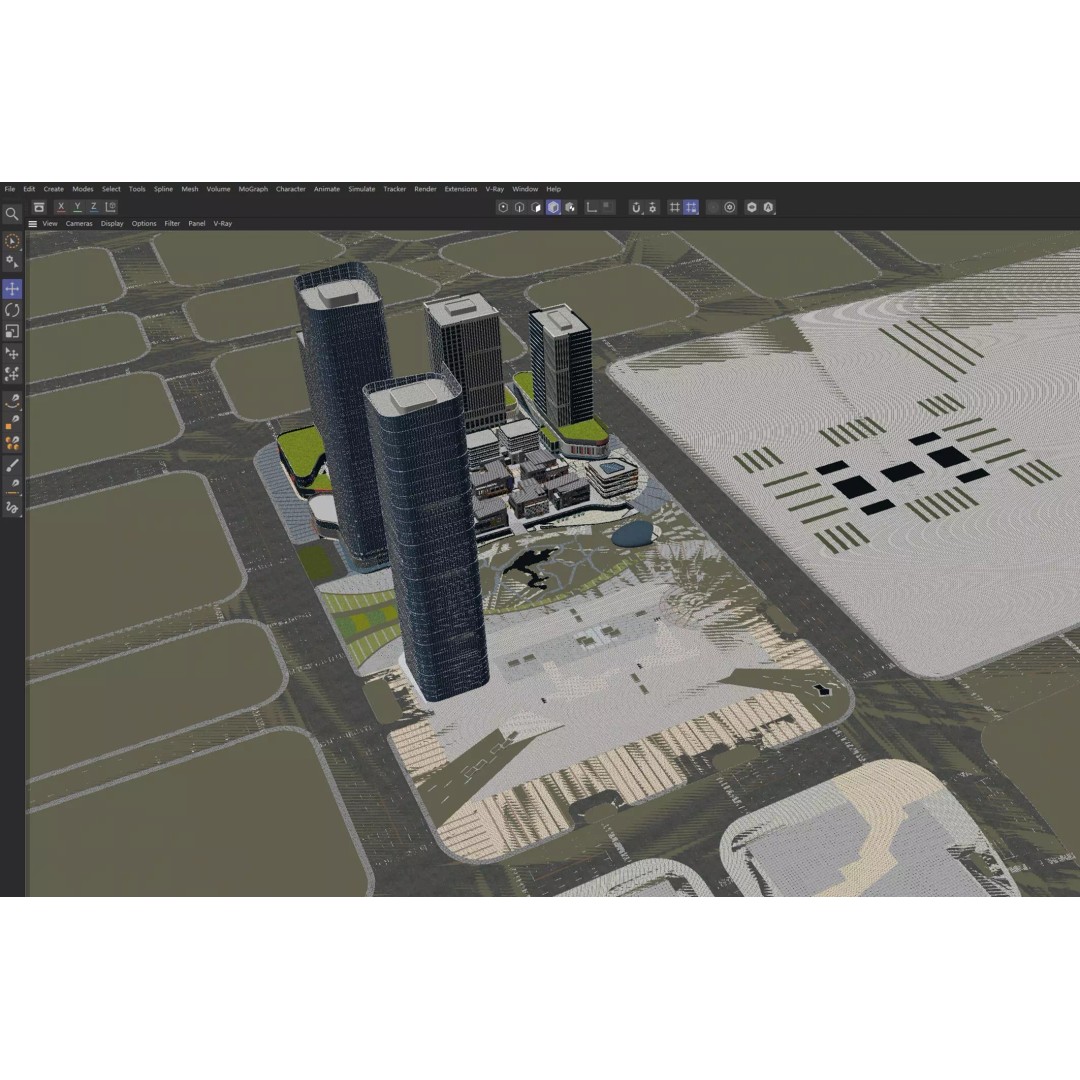 Modern Mixed-Use Commercial District 3D Model – High-Quality Archviz Asset, FBX, OBJ - View 10