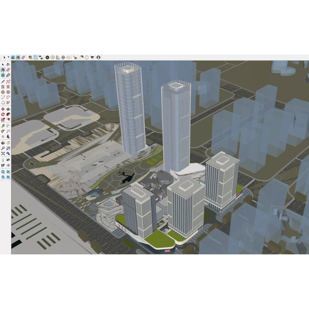 Modern Mixed-Use Commercial District 3D Model – High-Quality Archviz Asset, FBX, OBJ - View 12