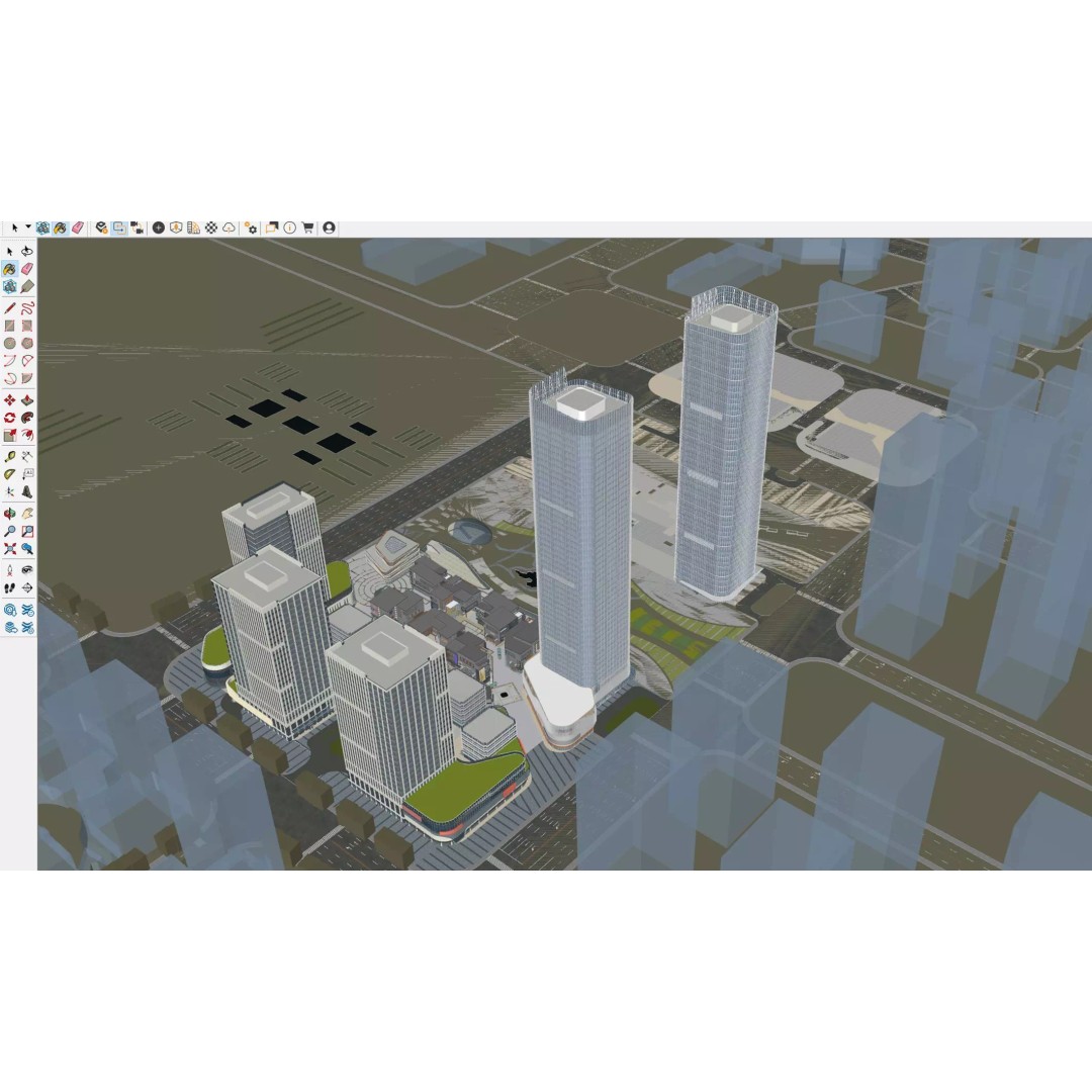 Modern Mixed-Use Commercial District 3D Model – High-Quality Archviz Asset, FBX, OBJ - View 13