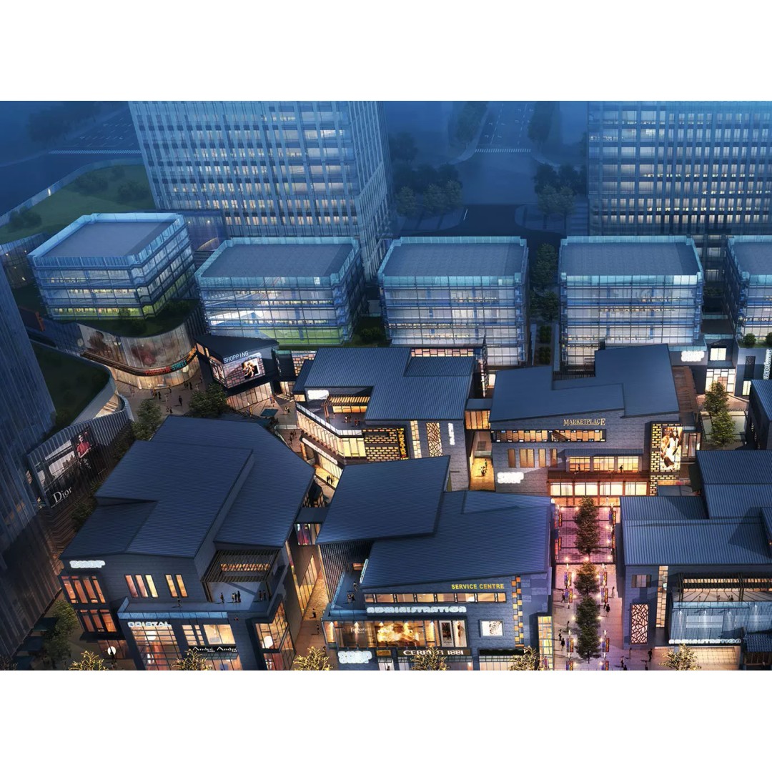 Modern Mixed-Use Commercial District 3D Model – High-Quality Archviz Asset, FBX, OBJ - View 3