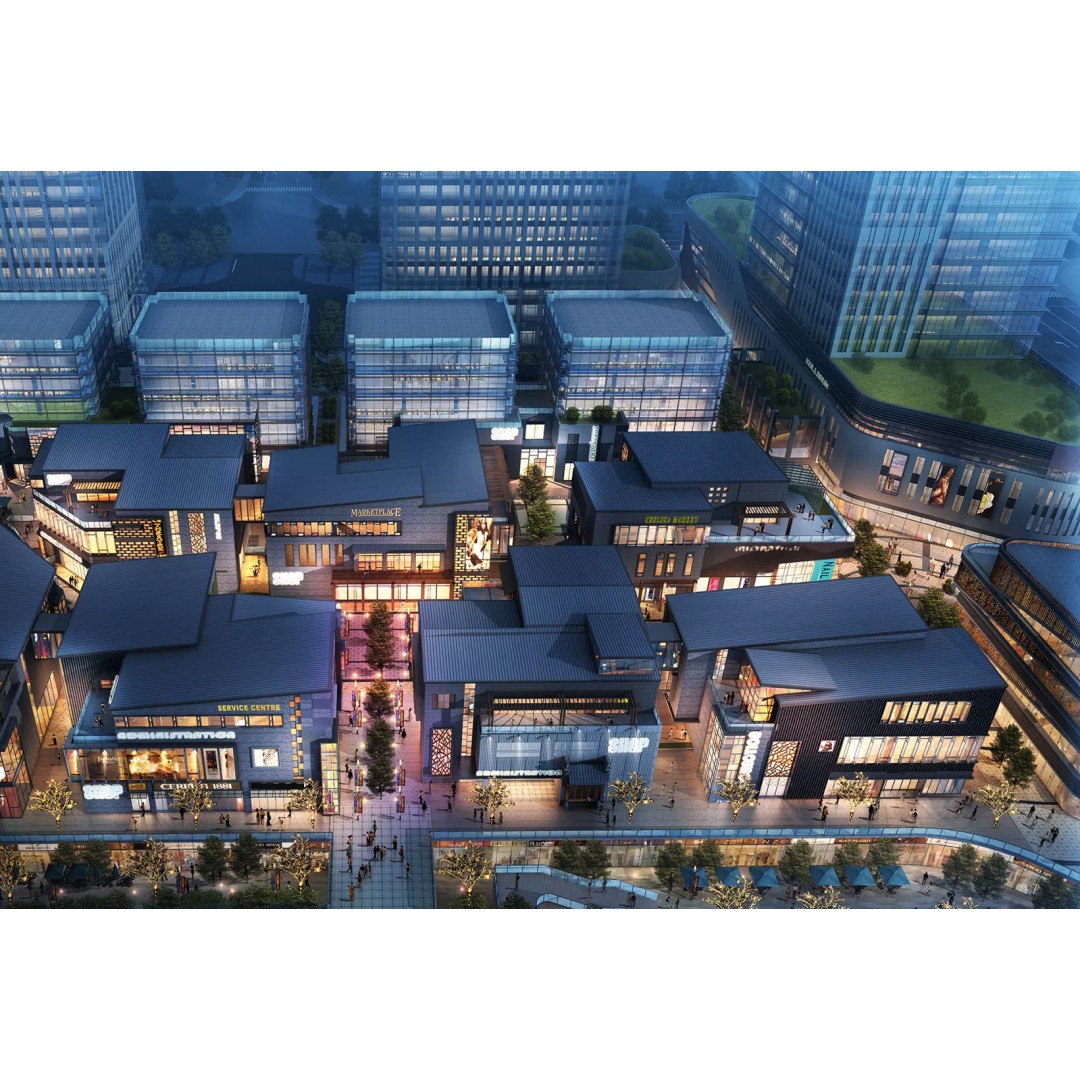 Modern Mixed-Use Commercial District 3D Model – High-Quality Archviz Asset, FBX, OBJ - View 4