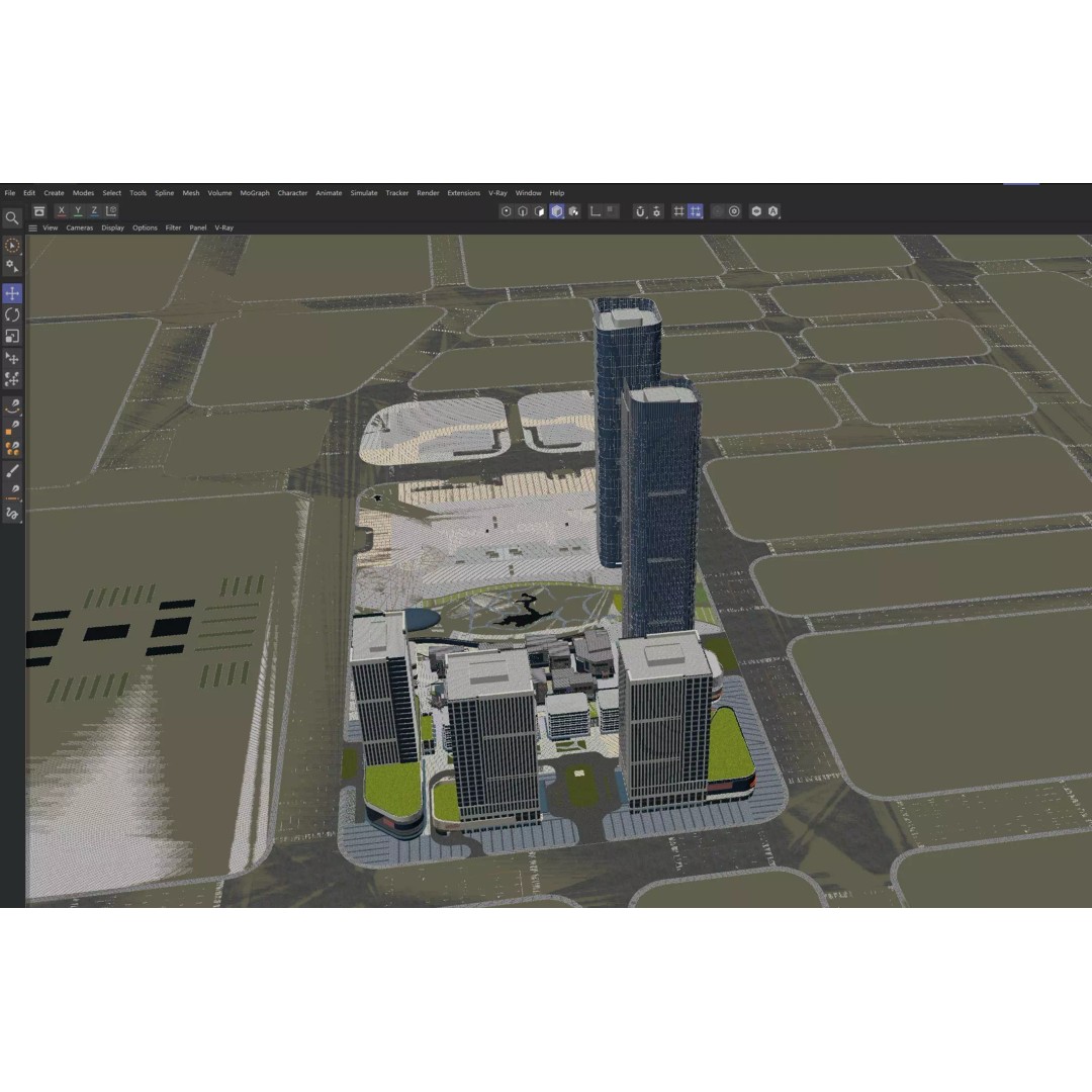 Modern Mixed-Use Commercial District 3D Model – High-Quality Archviz Asset, FBX, OBJ - View 8