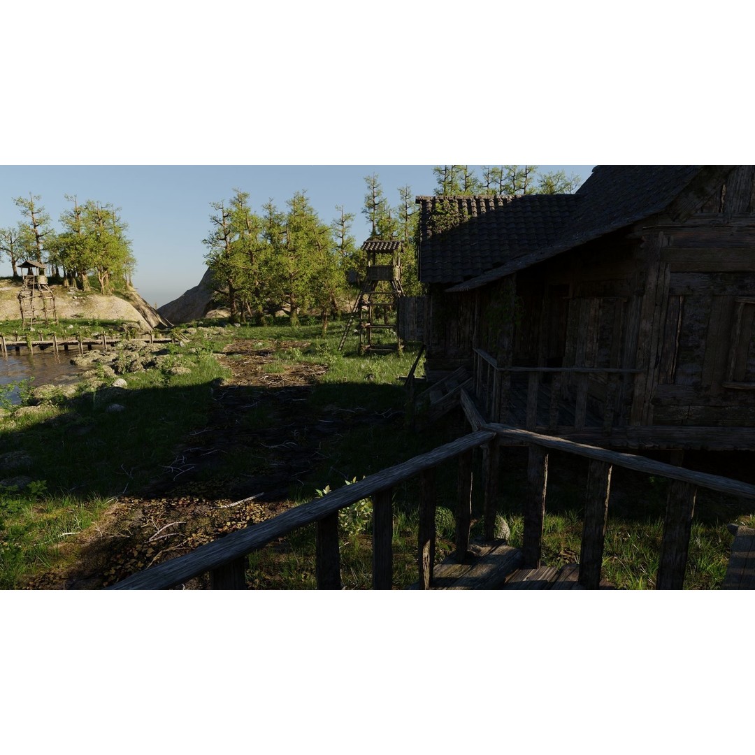 Waterfall Village Scene 3D Model – High Poly Environment for Blender - View 10
