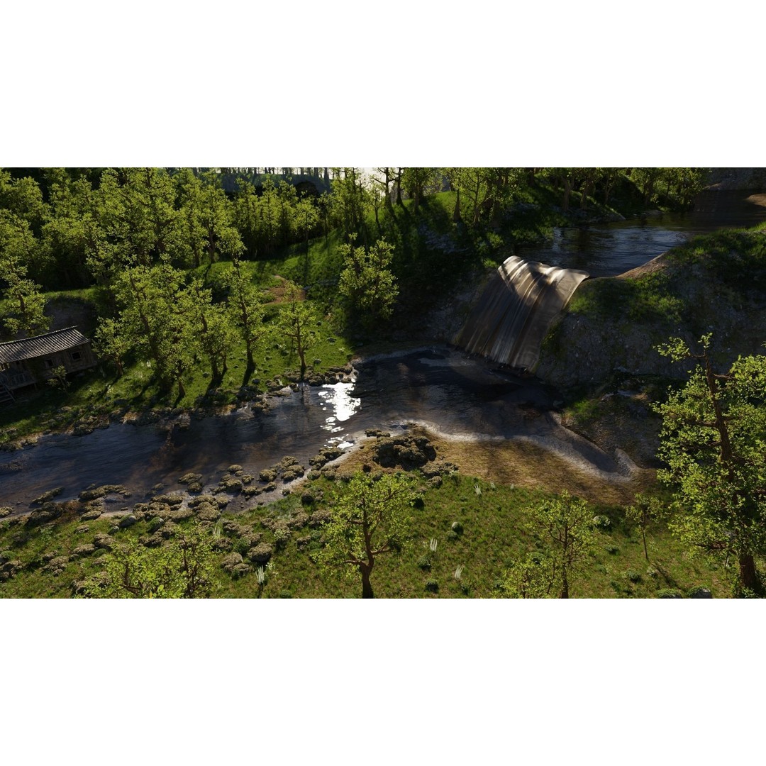 Waterfall Village Scene 3D Model – High Poly Environment for Blender - View 14