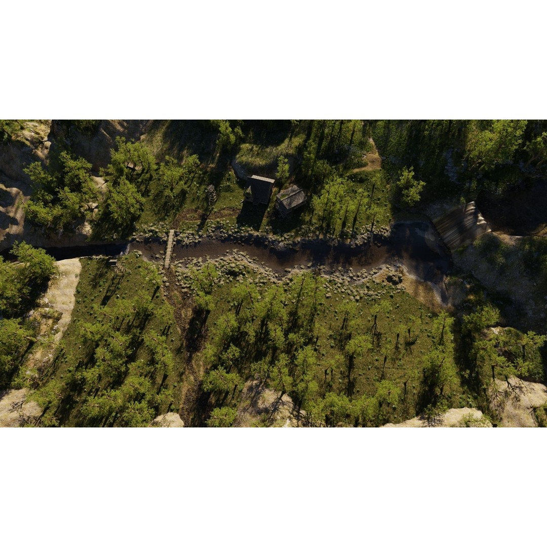 Waterfall Village Scene 3D Model – High Poly Environment for Blender - View 15