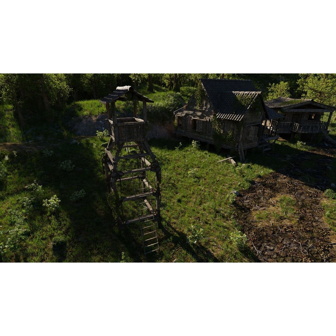 Waterfall Village Scene 3D Model – High Poly Environment for Blender - View 6