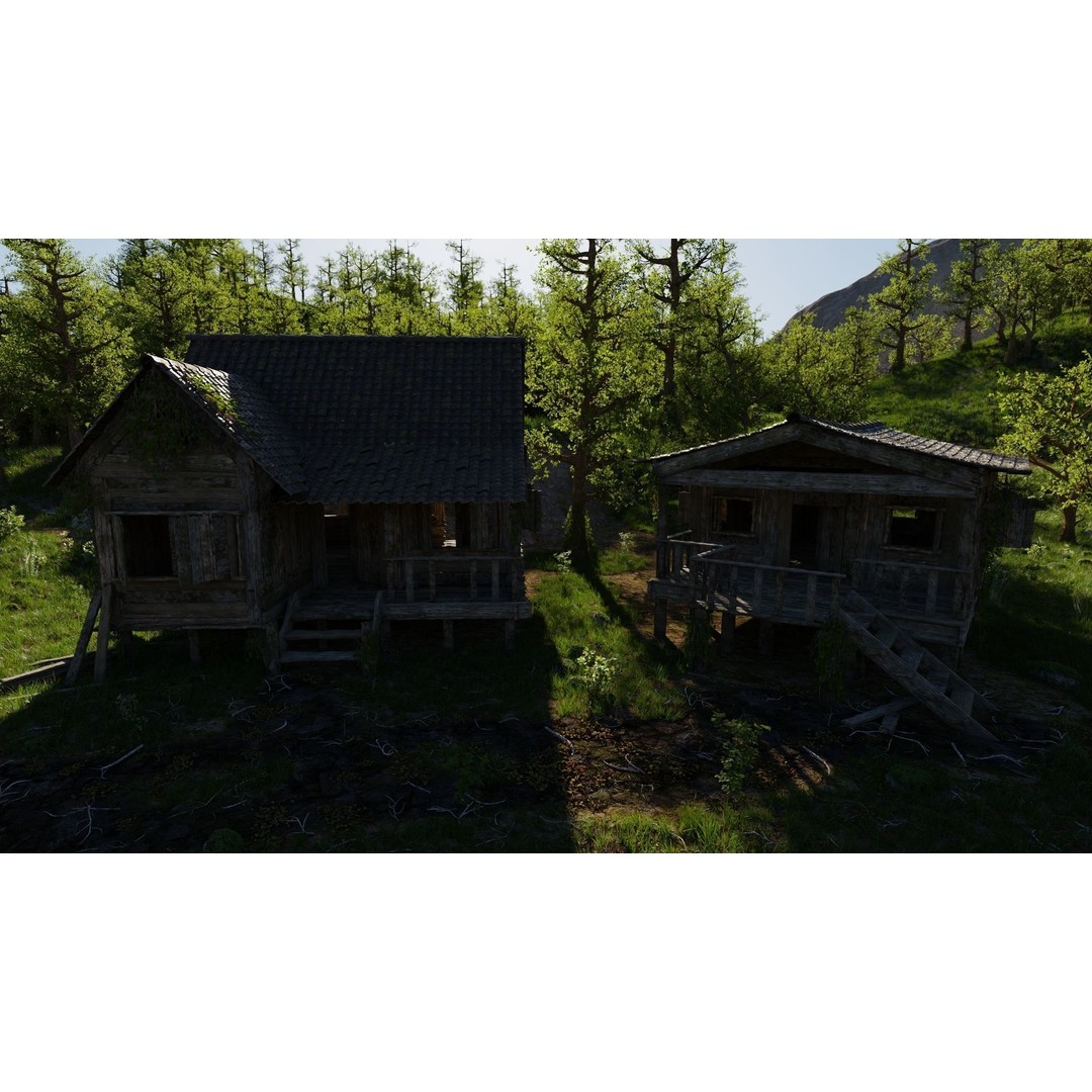 Waterfall Village Scene 3D Model – High Poly Environment for Blender - View 8