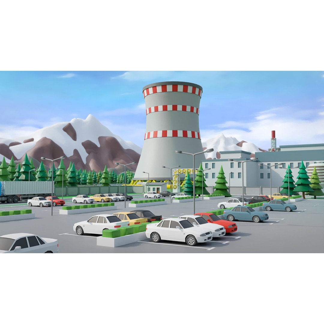 Factory 3D Model – Low Poly Industrial Asset Pack, FBX & OBJ - View 11