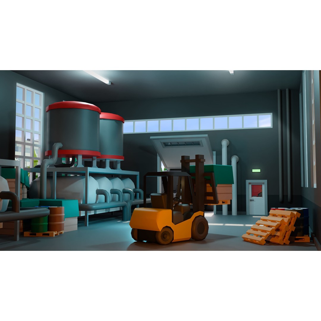 Factory 3D Model – Low Poly Industrial Asset Pack, FBX & OBJ - View 17